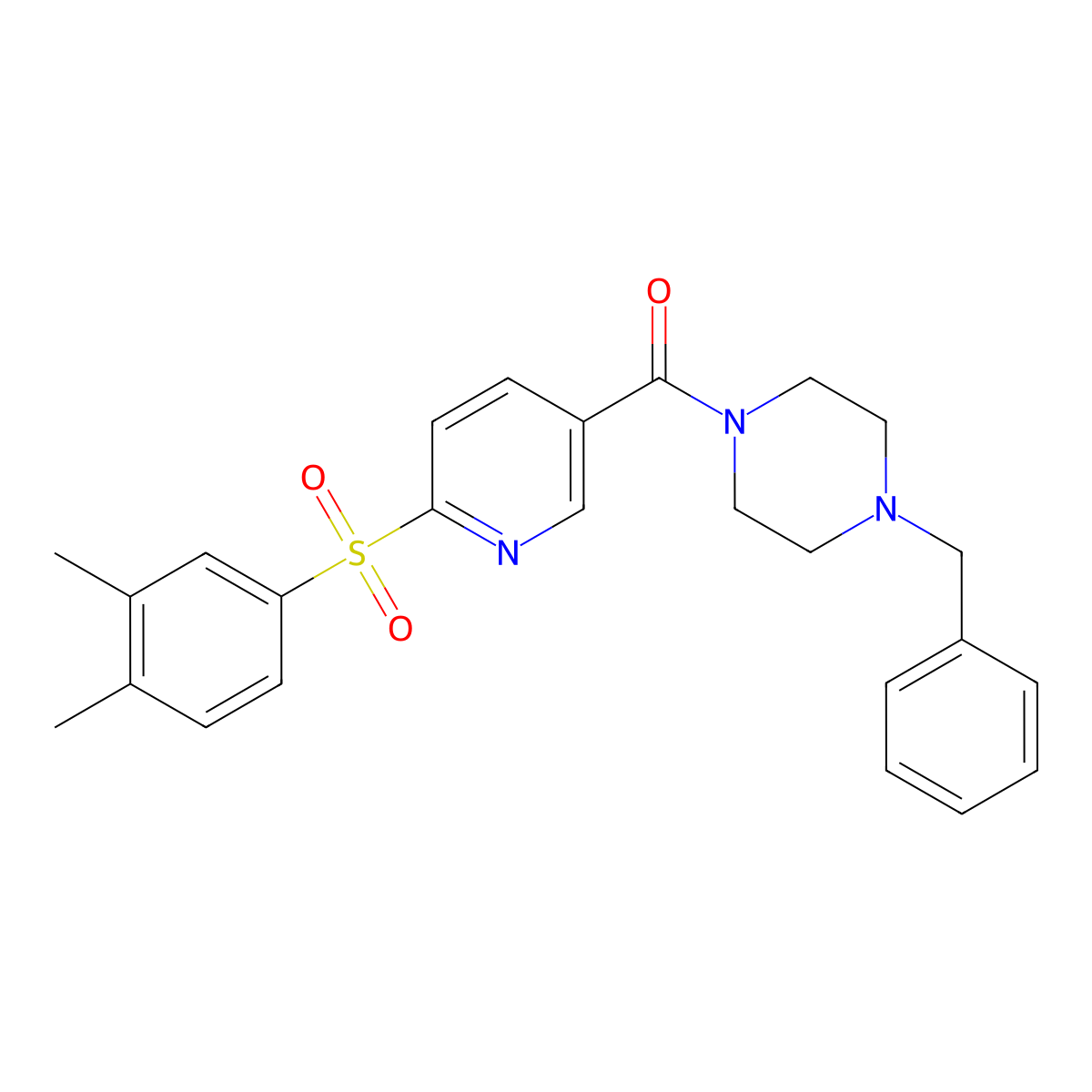 1-Benzyl-4-[6-(3,4-dimethylbenzenesulfonyl)pyridine-3-carbonyl]piperazine molecular structure, CAS 1286698-03-0