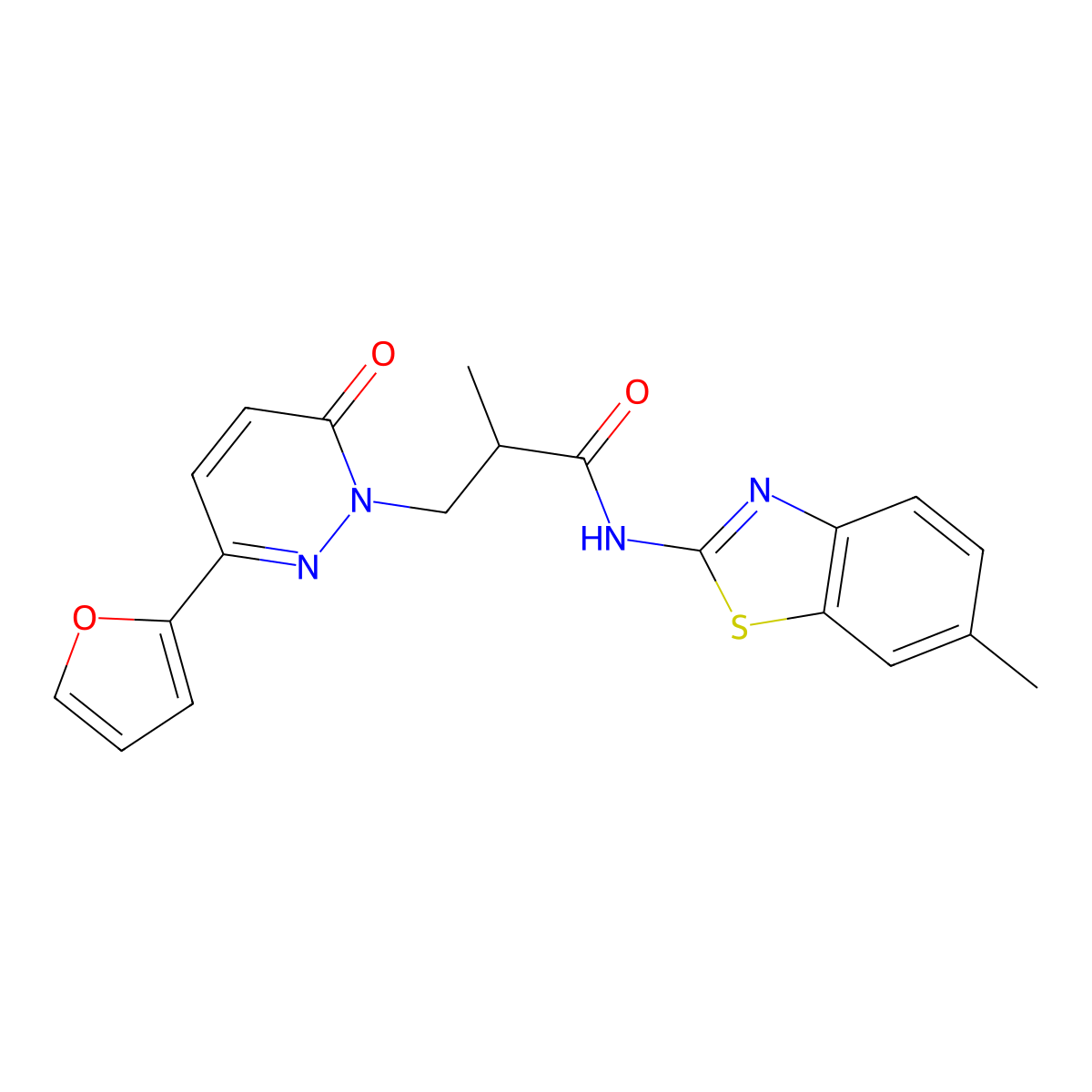 3-(3-(furan-2-yl)-6-oxopyridazin-1(6H)-yl)-2-methyl-N-(6-methylbenzo[d]thiazol-2-yl)propanamide molecular structure, CAS 1286698-07-4