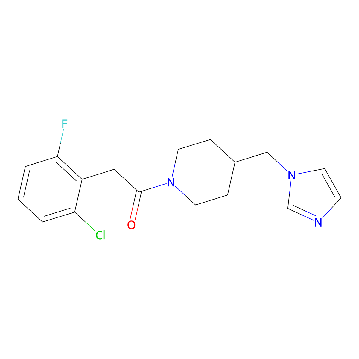 1-(4-((1H-imidazol-1-yl)methyl)piperidin-1-yl)-2-(2-chloro-6-fluorophenyl)ethanone molecular structure, CAS 1286698-08-5