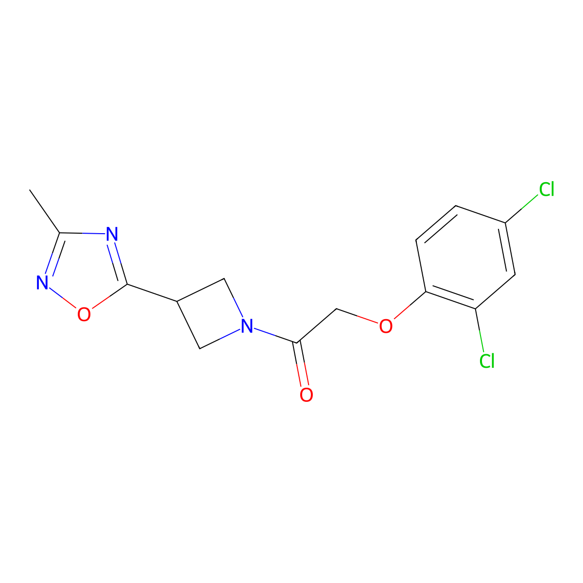 2-(2,4-Dichlorophenoxy)-1-(3-(3-methyl-1,2,4-oxadiazol-5-yl)azetidin-1-yl)ethanone molecular structure, CAS 1286698-10-9