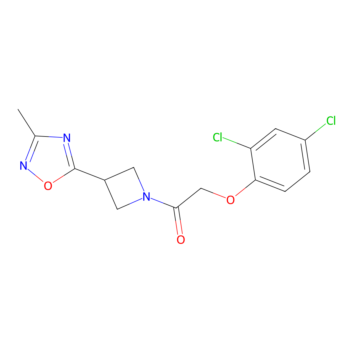 2-(2,4-Dichlorophenoxy)-1-(3-(3-methyl-1,2,4-oxadiazol-5-yl)azetidin-1-yl)ethanone molecular structure, CAS 1286698-10-9