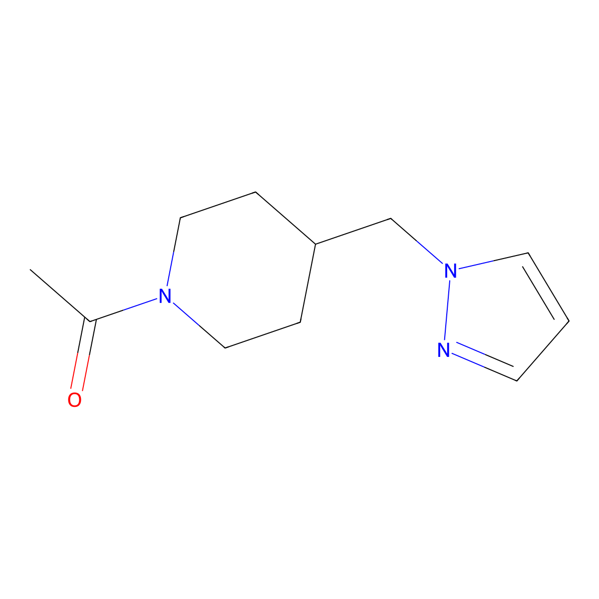 1-(4-((1H-pyrazol-1-yl)methyl)piperidin-1-yl)ethanone molecular structure, CAS 1286698-27-8