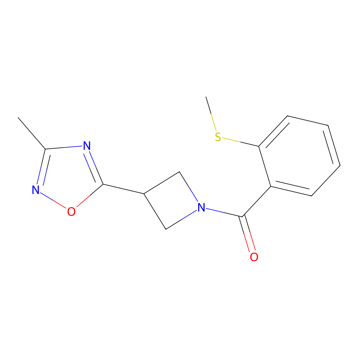 (3-(3-Methyl-1,2,4-oxadiazol-5-yl)azetidin-1-yl)(2-(methylthio)phenyl)methanone molecular structure, CAS 1286698-28-9