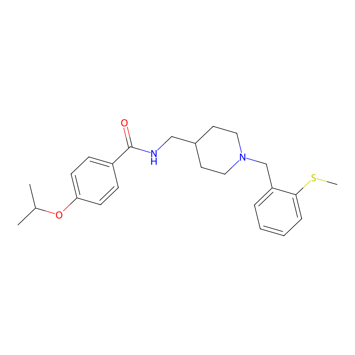 4-isopropoxy-N-((1-(2-(methylthio)benzyl)piperidin-4-yl)methyl)benzamide molecular structure, CAS 1286698-35-8