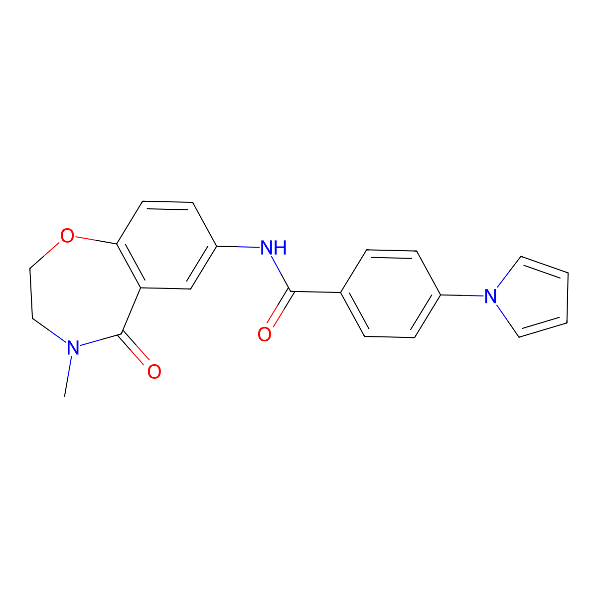 N-(4-methyl-5-oxo-2,3,4,5-tetrahydro-1,4-benzoxazepin-7-yl)-4-(1H-pyrrol-1-yl)benzamide molecular structure, CAS 1286698-36-9