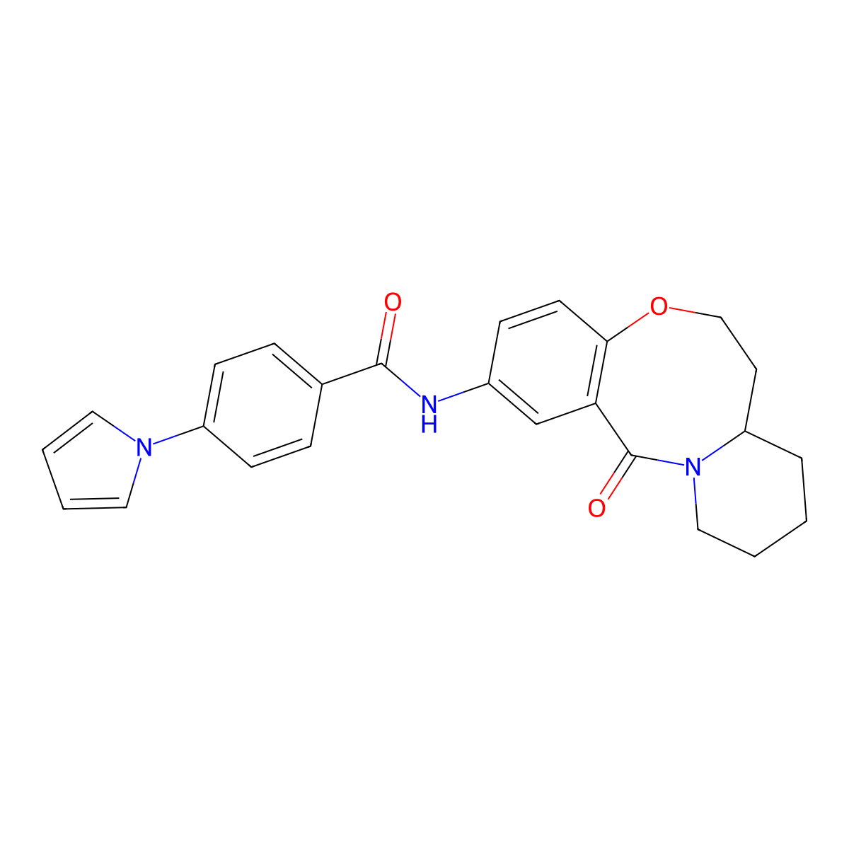 N-{2-oxo-9-oxa-1-azatricyclo[10.4.0.0^{3,8}]hexadeca-3,5,7-trien-5-yl}-4-(1H-pyrrol-1-yl)benzamide molecular structure, CAS 1286698-37-0