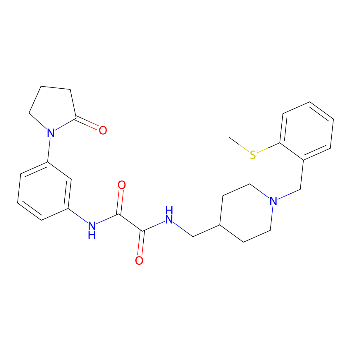 N1-((1-(2-(methylthio)benzyl)piperidin-4-yl)methyl)-N2-(3-(2-oxopyrrolidin-1-yl)phenyl)oxalamide molecular structure, CAS 1286698-45-0
