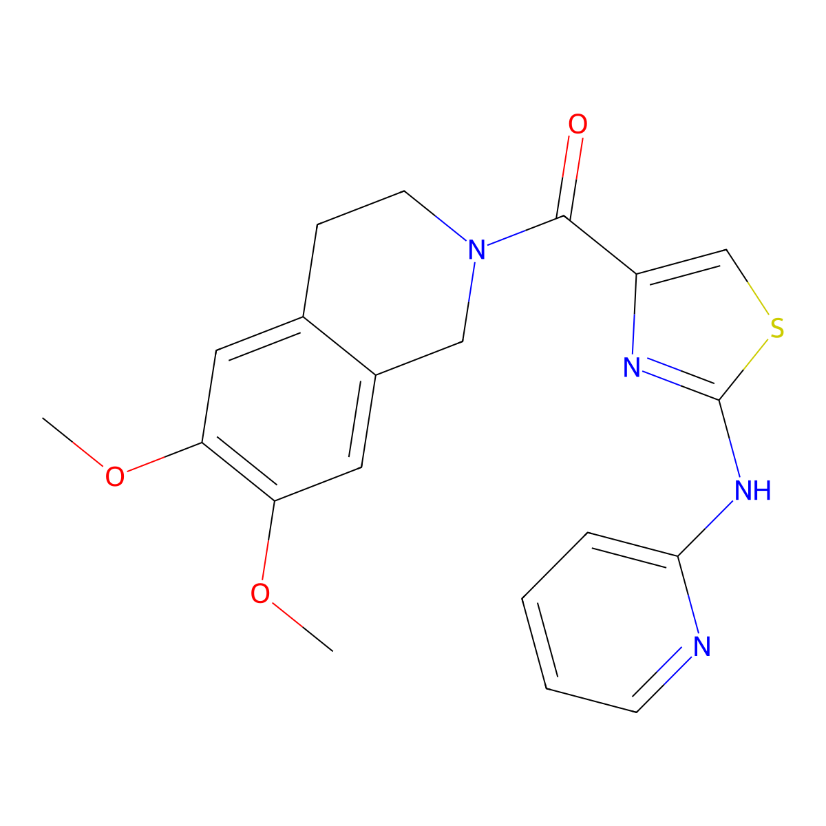 N-[4-(6,7-dimethoxy-1,2,3,4-tetrahydroisoquinoline-2-carbonyl)-1,3-thiazol-2-yl]pyridin-2-amine molecular structure, CAS 1286698-47-2