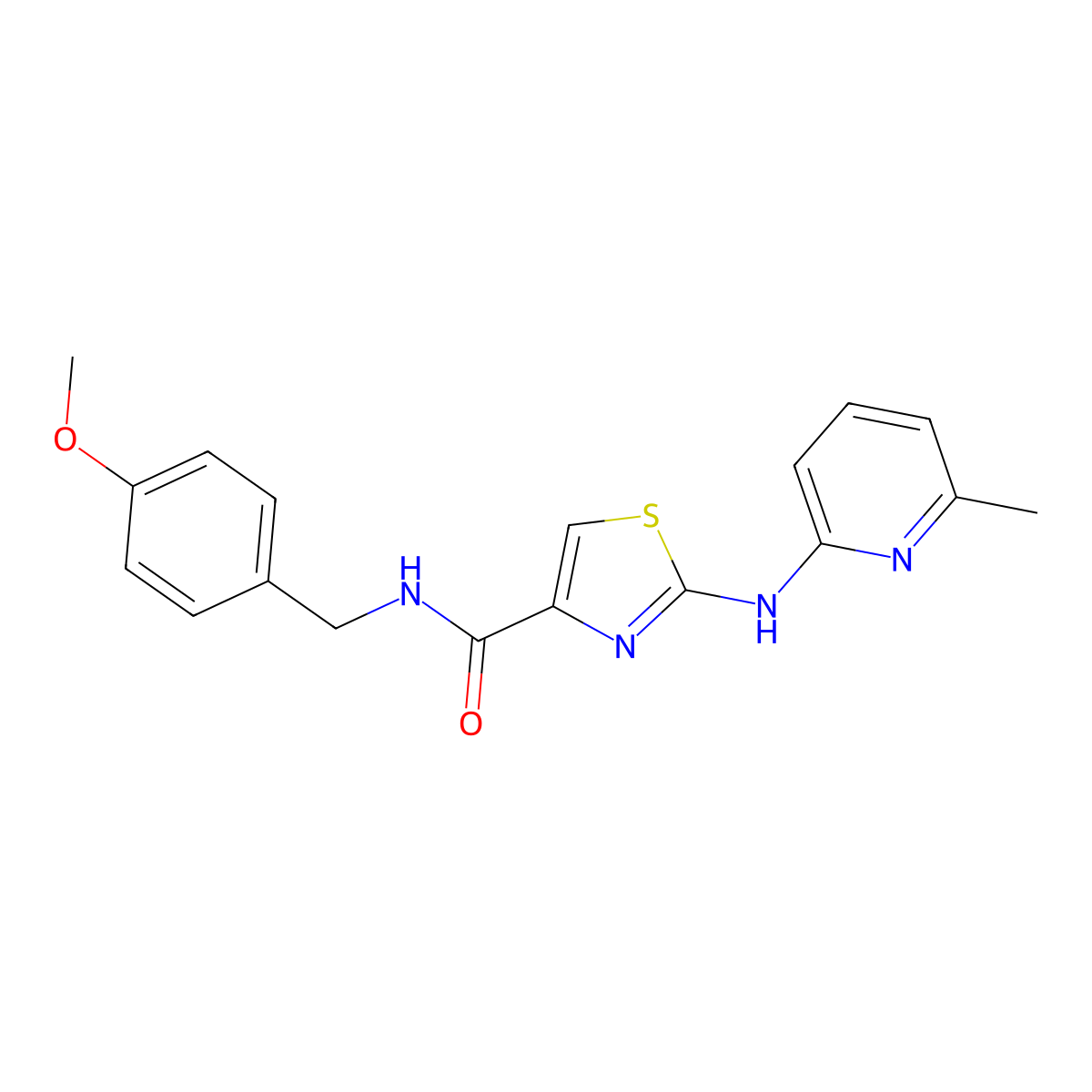 N-(4-methoxybenzyl)-2-((6-methylpyridin-2-yl)amino)thiazole-4-carboxamide molecular structure, CAS 1286698-50-7