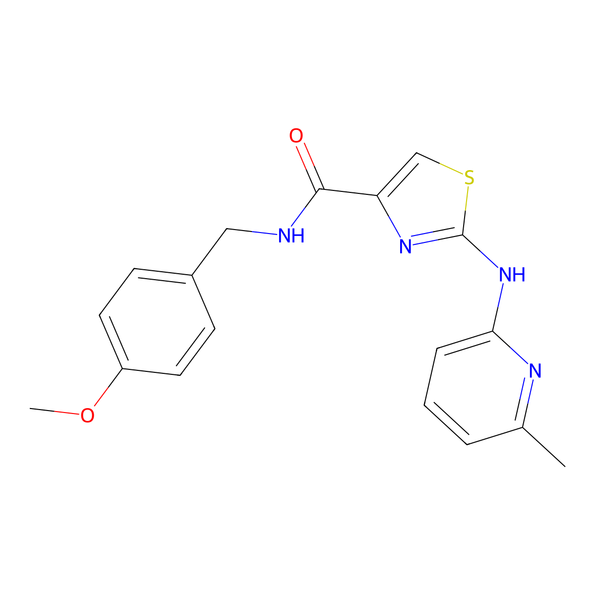 N-(4-methoxybenzyl)-2-((6-methylpyridin-2-yl)amino)thiazole-4-carboxamide molecular structure, CAS 1286698-50-7