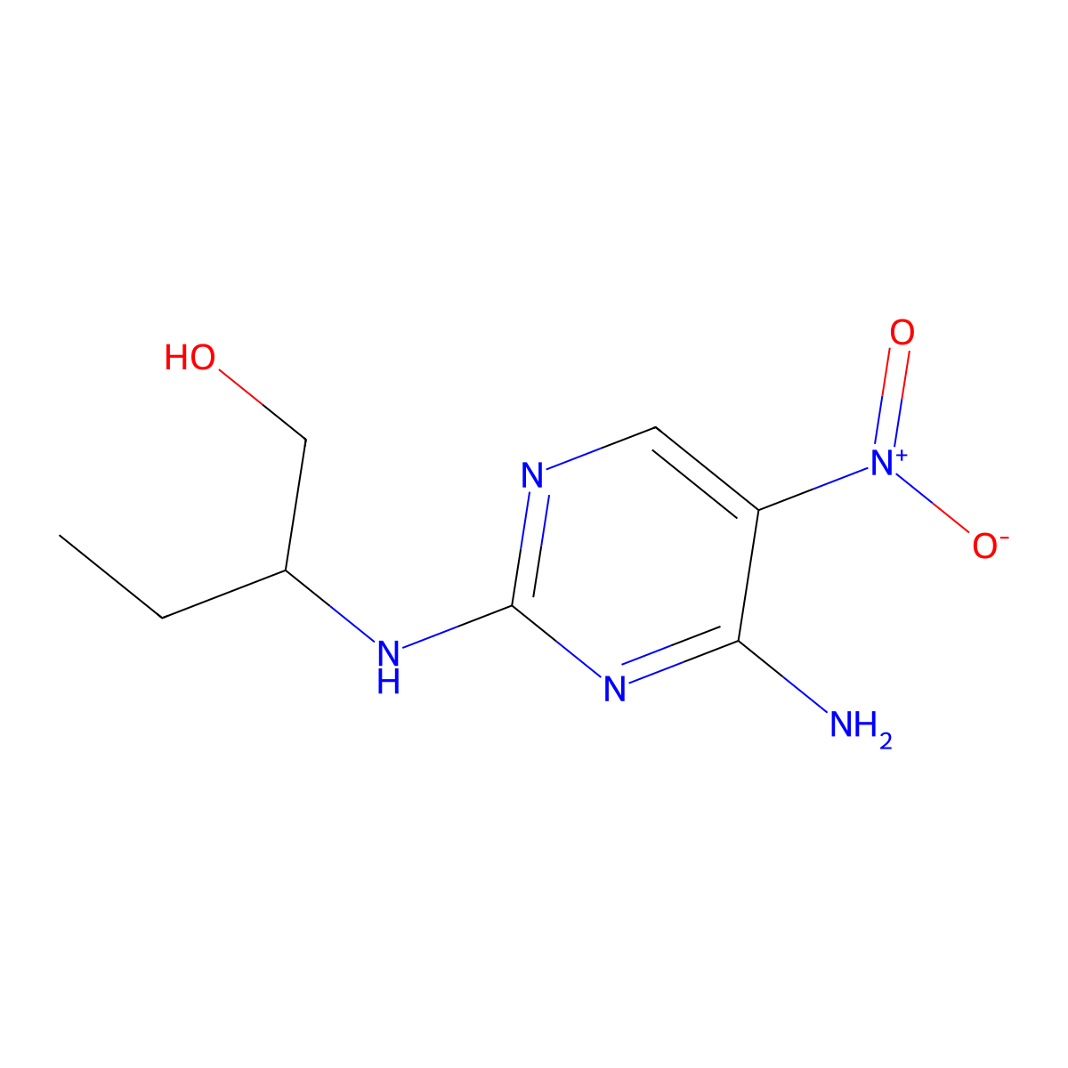 2-((4-Amino-5-nitropyrimidin-2-yl)amino)butan-1-ol molecular structure, CAS 1286698-54-1