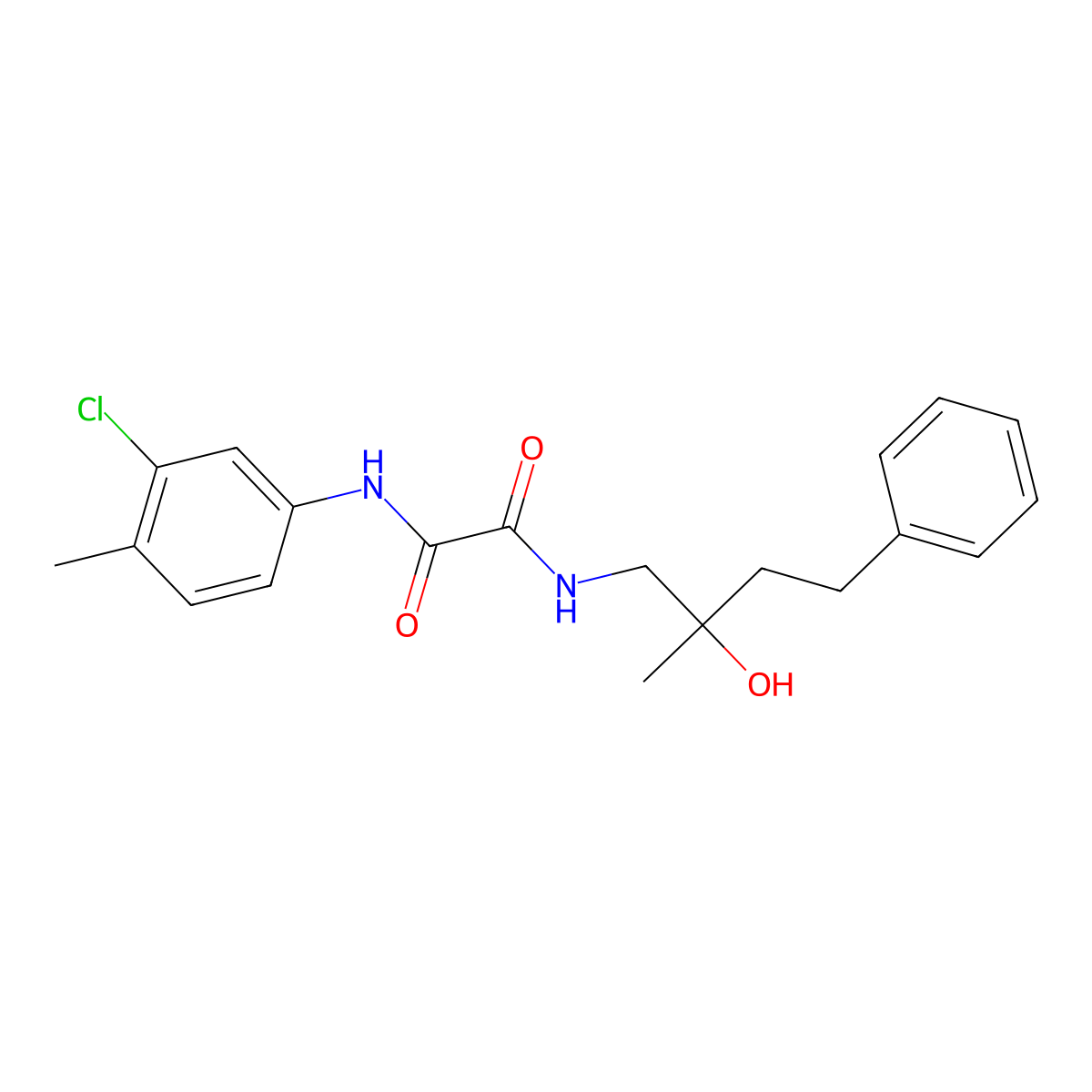 N1-(3-chloro-4-methylphenyl)-N2-(2-hydroxy-2-methyl-4-phenylbutyl)oxalamide molecular structure, CAS 1286698-63-2
