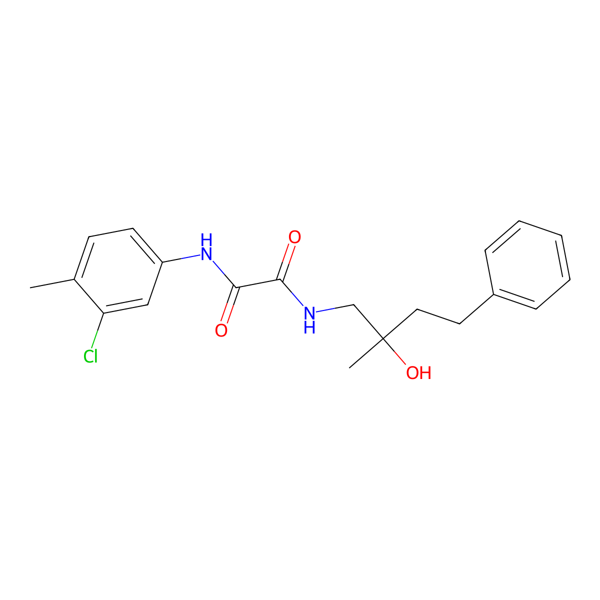 N1-(3-chloro-4-methylphenyl)-N2-(2-hydroxy-2-methyl-4-phenylbutyl)oxalamide molecular structure, CAS 1286698-63-2