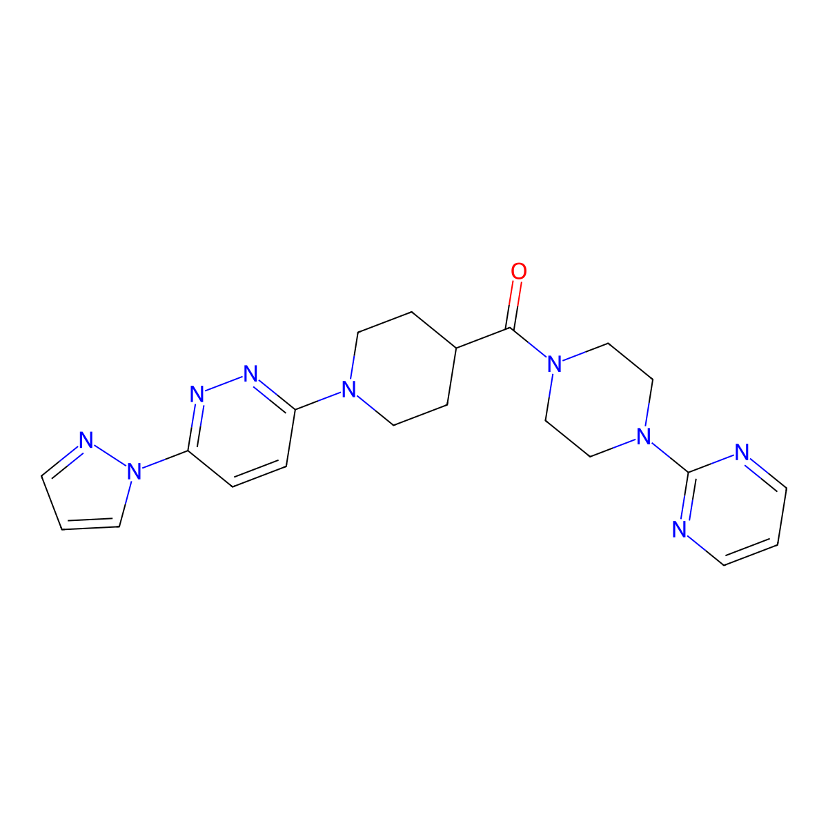 (1-(6-(1H-pyrazol-1-yl)pyridazin-3-yl)piperidin-4-yl)(4-(pyrimidin-2-yl)piperazin-1-yl)methanone molecular structure, CAS 1286698-64-3