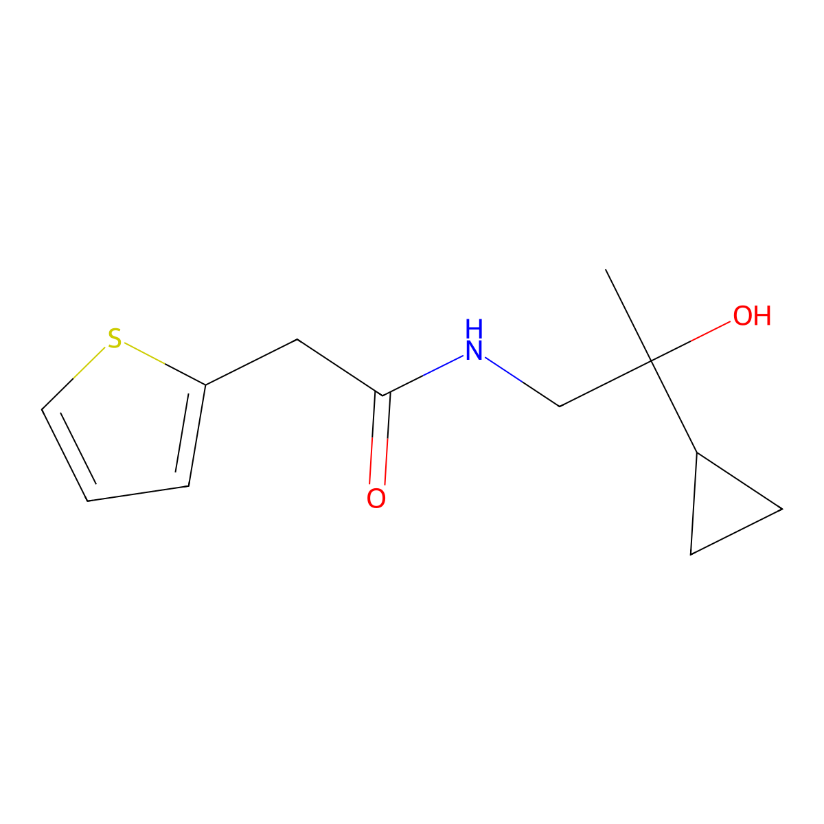 N-(2-cyclopropyl-2-hydroxypropyl)-2-(thiophen-2-yl)acetamide molecular structure, CAS 1286698-65-4