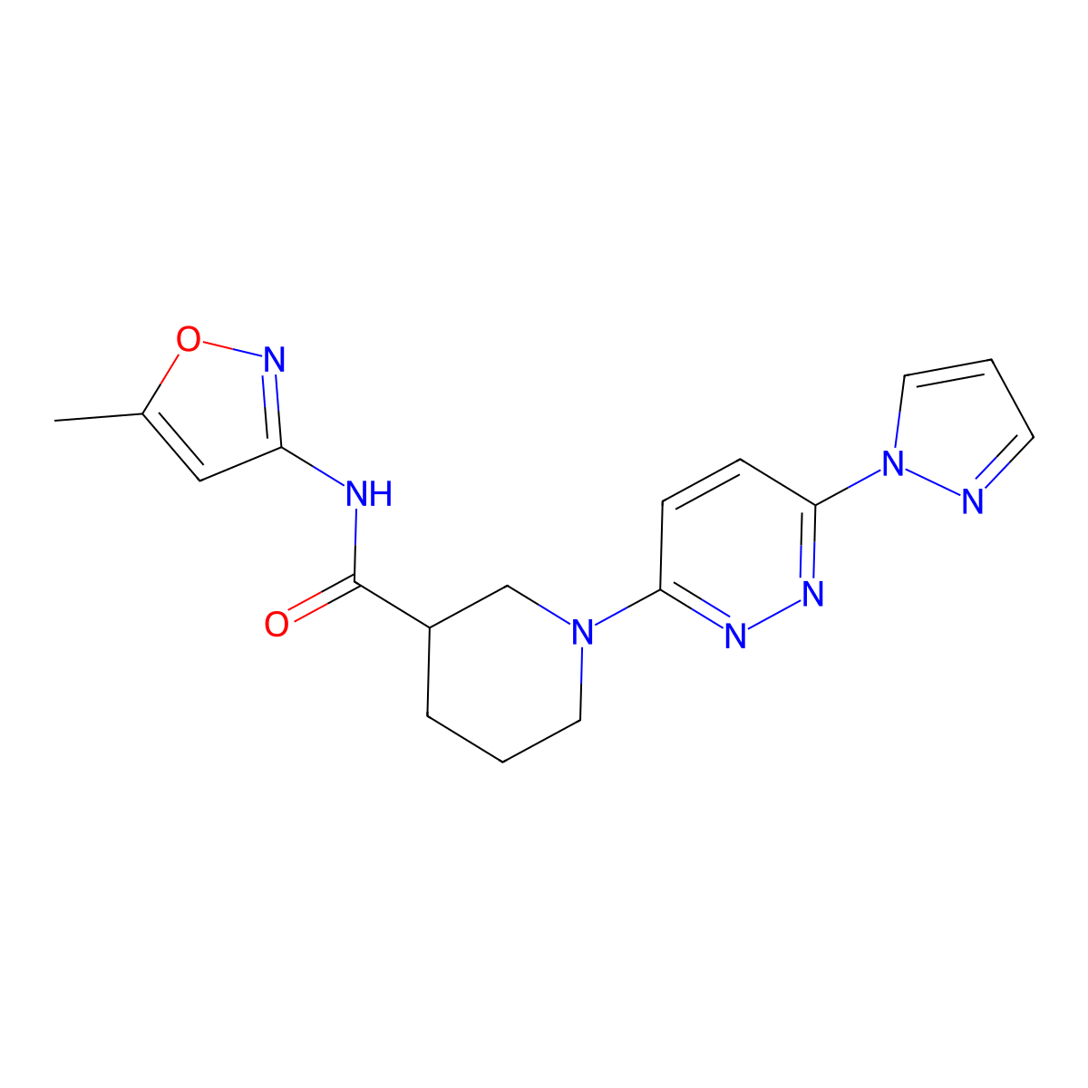 1-(6-(1H-pyrazol-1-yl)pyridazin-3-yl)-N-(5-methylisoxazol-3-yl)piperidine-3-carboxamide molecular structure, CAS 1286698-67-6