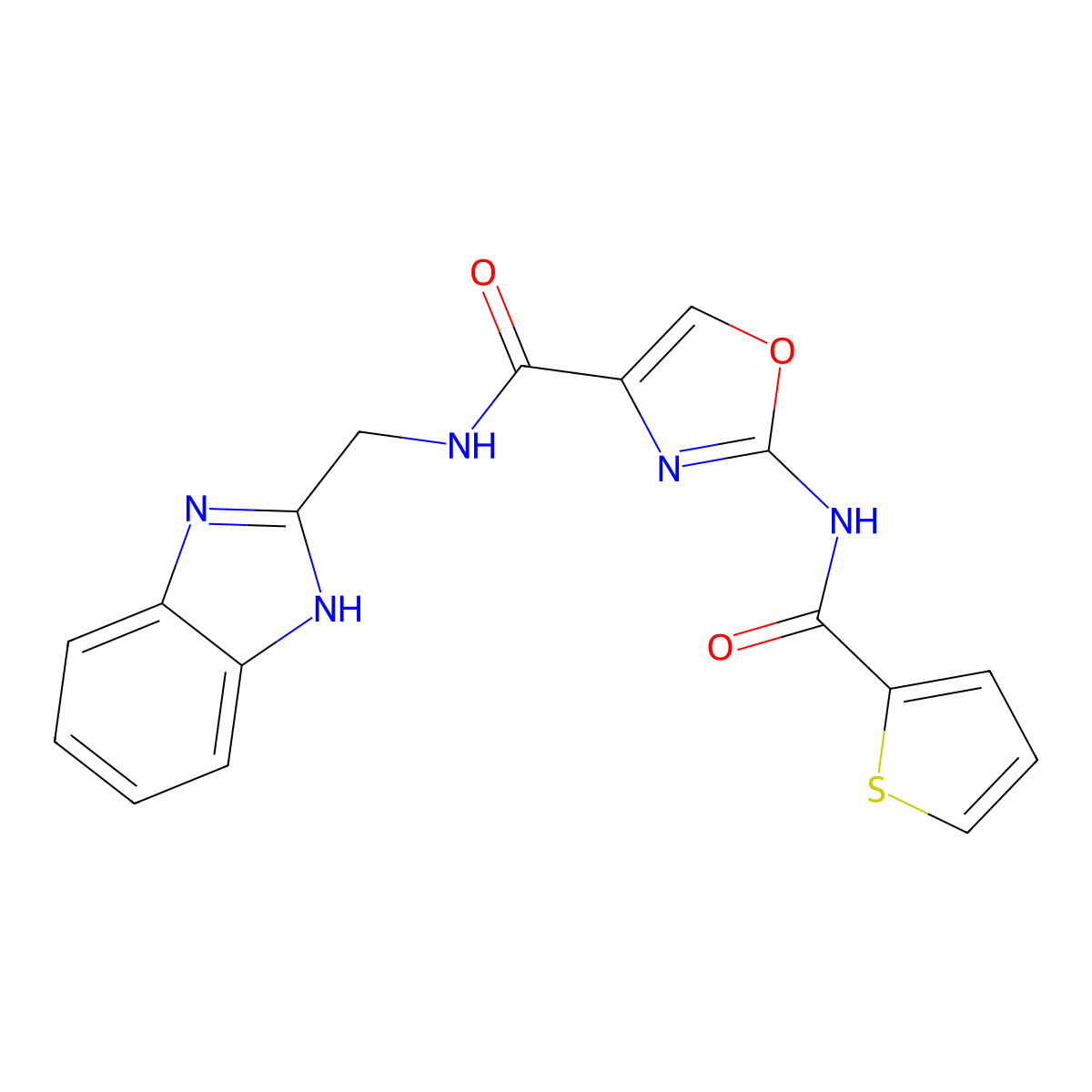 N-((1H-benzo[d]imidazol-2-yl)methyl)-2-(thiophene-2-carboxamido)oxazole-4-carboxamide molecular structure, CAS 1286698-72-3
