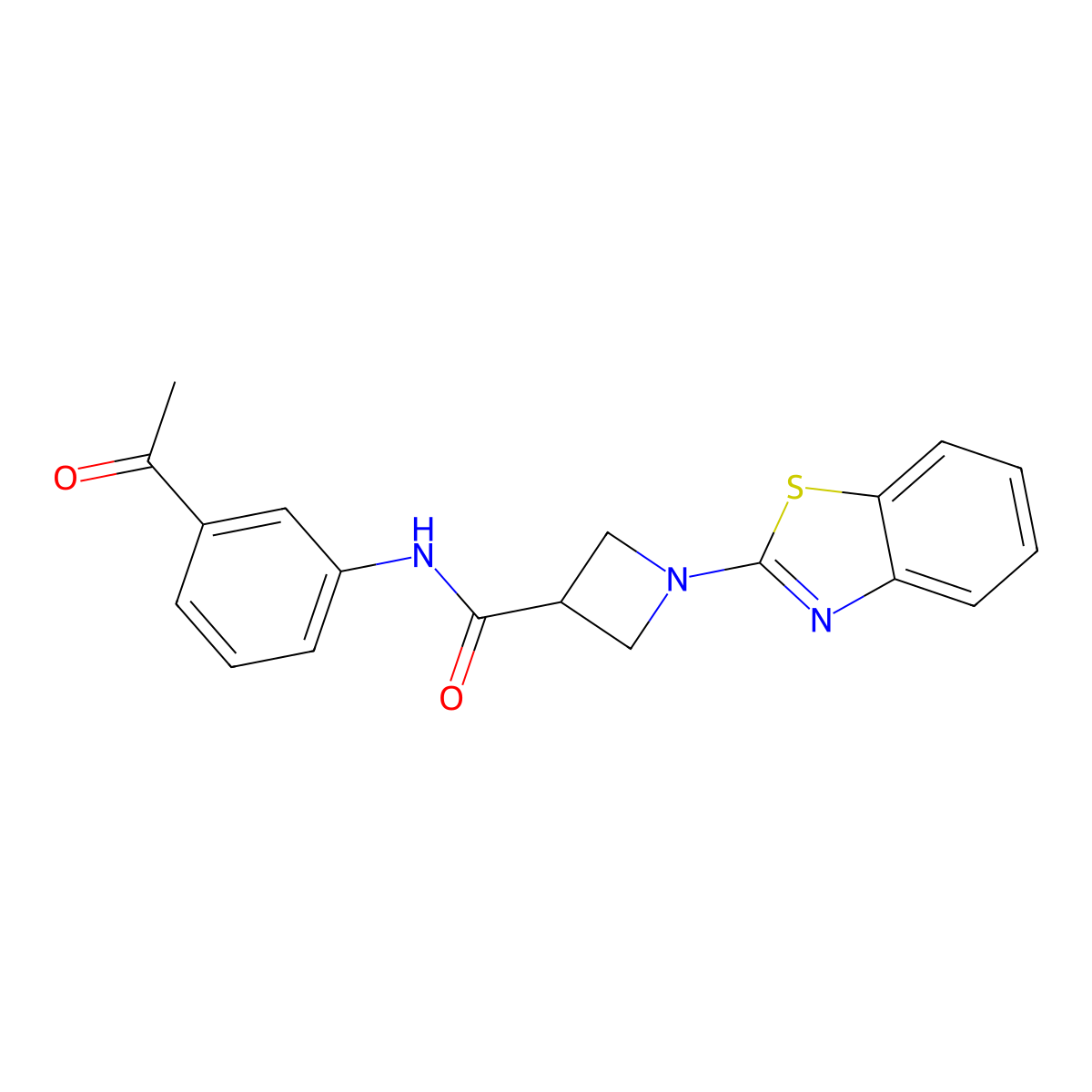 N-(3-acetylphenyl)-1-(benzo[d]thiazol-2-yl)azetidine-3-carboxamide molecular structure, CAS 1286698-80-3