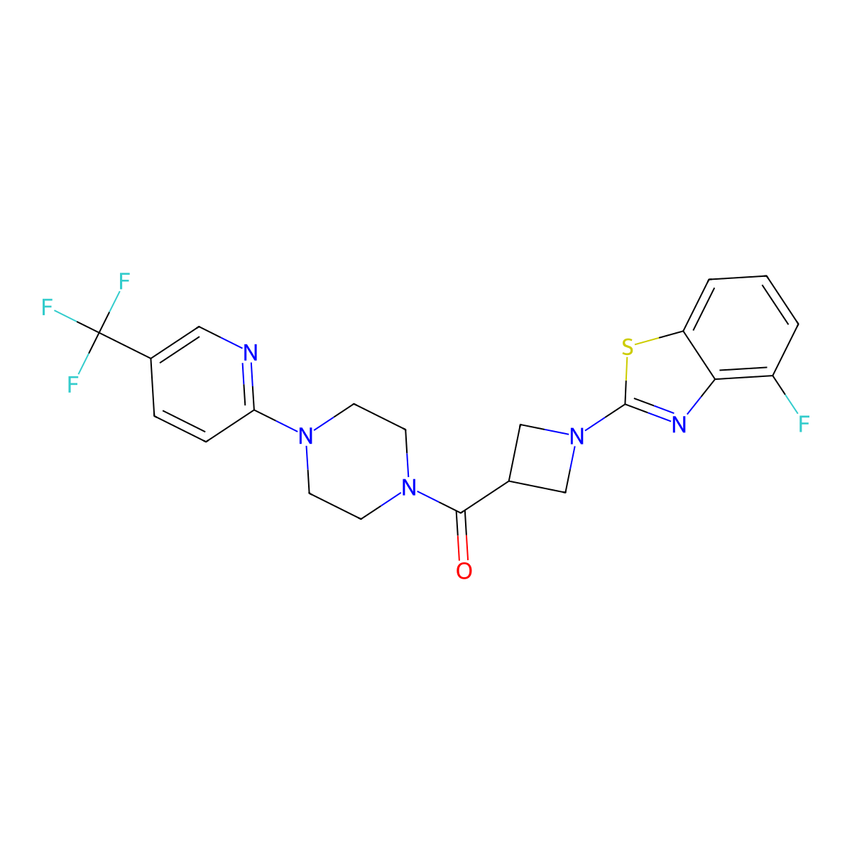 (1-(4-Fluorobenzo[d]thiazol-2-yl)azetidin-3-yl)(4-(5-(trifluoromethyl)pyridin-2-yl)piperazin-1-yl)methanone molecular structure, CAS 1286698-85-8