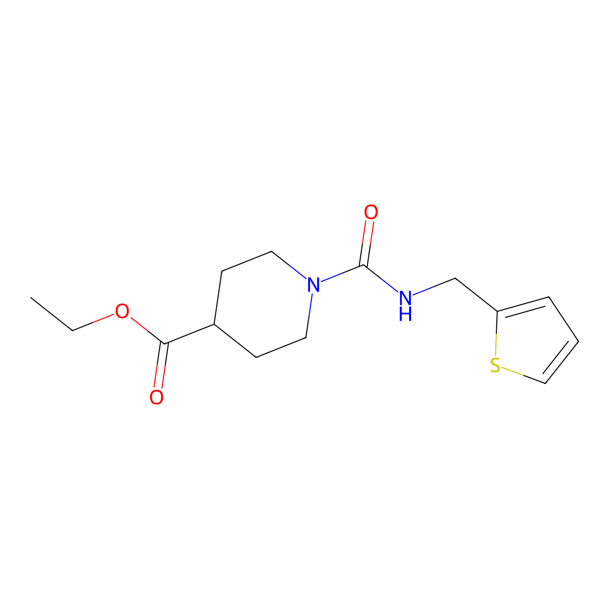 Ethyl 1-((thiophen-2-ylmethyl)carbamoyl)piperidine-4-carboxylate molecular structure, CAS 1286698-86-9