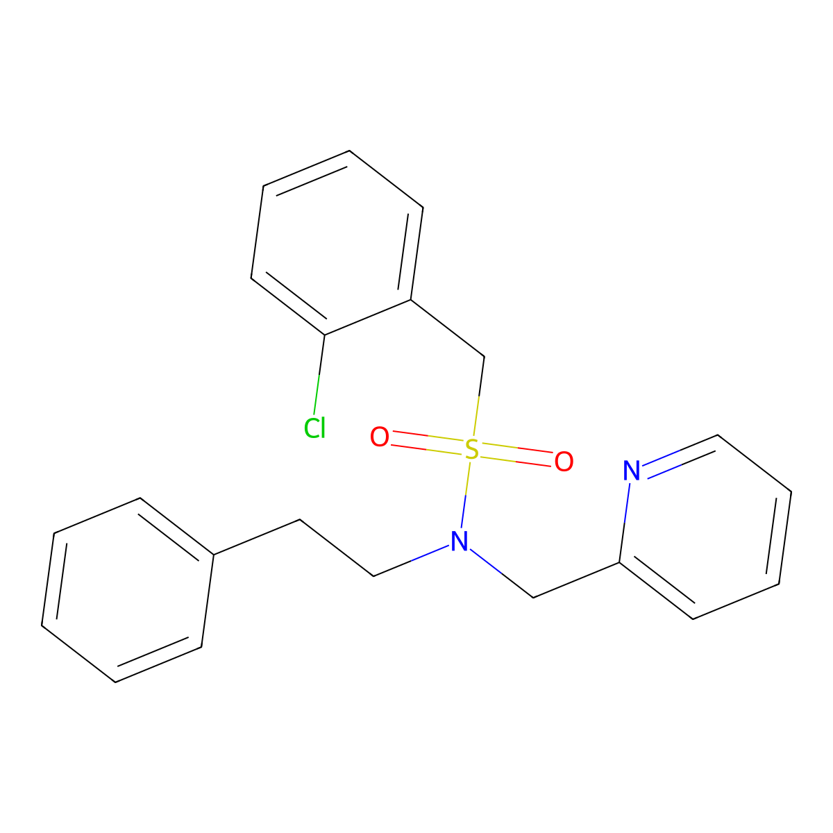 1-(2-chlorophenyl)-N-phenethyl-N-(pyridin-2-ylmethyl)methanesulfonamide molecular structure, CAS 1286698-93-8