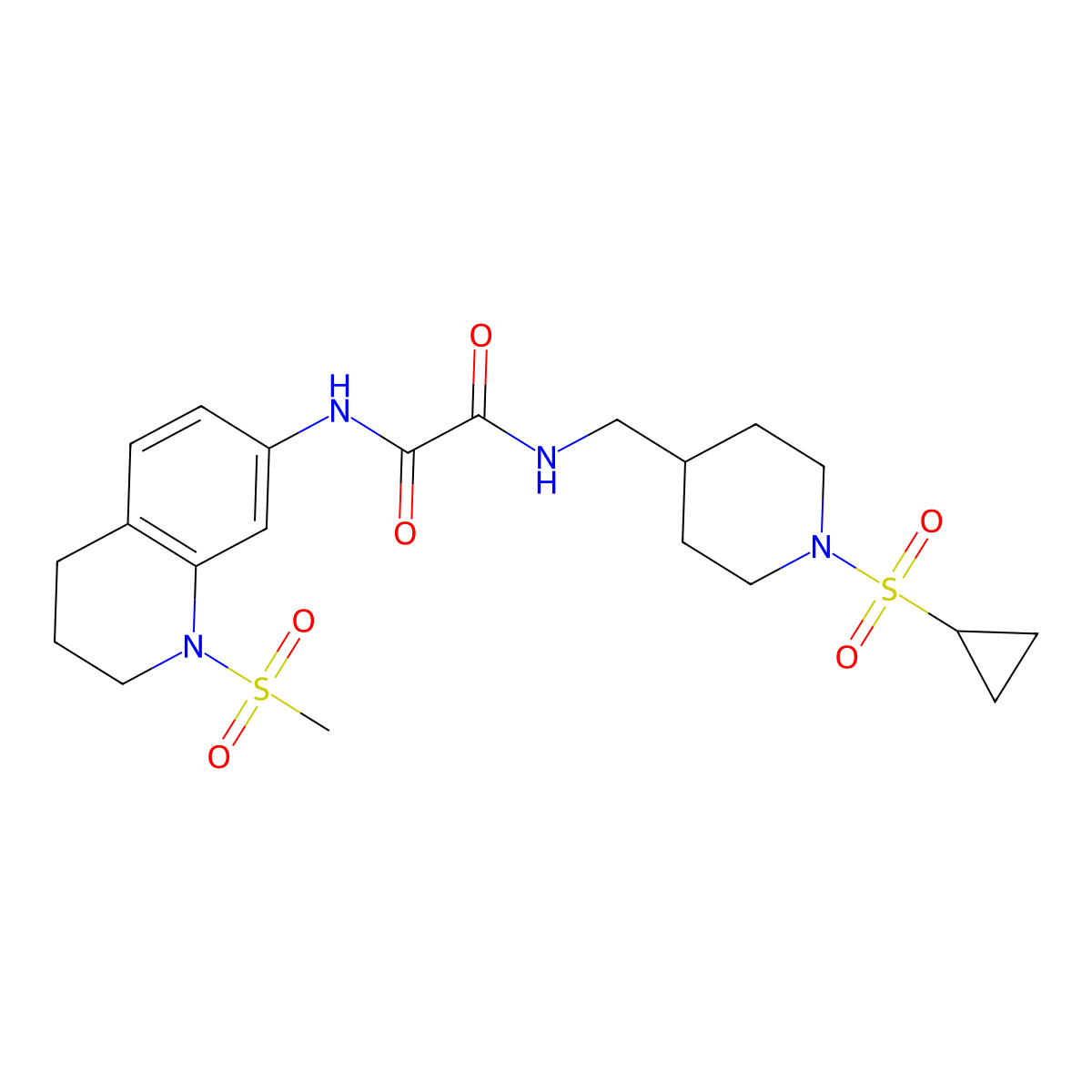 N1-((1-(cyclopropylsulfonyl)piperidin-4-yl)methyl)-N2-(1-(methylsulfonyl)-1,2,3,4-tetrahydroquinolin-7-yl)oxalamide molecular structure, CAS 1286698-98-3