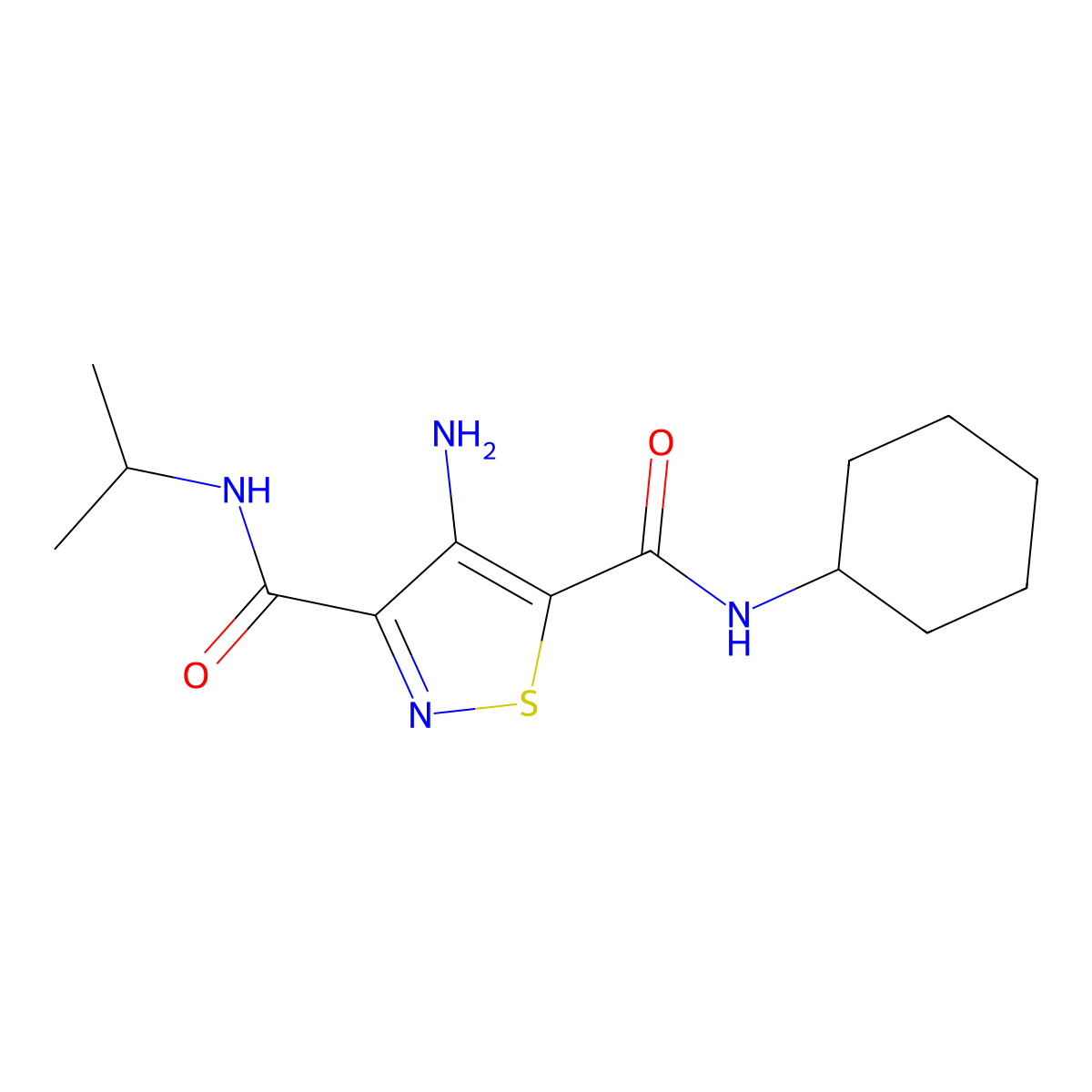 4-amino-N5-cyclohexyl-N3-(propan-2-yl)-1,2-thiazole-3,5-dicarboxamide molecular structure, CAS 1286699-00-0