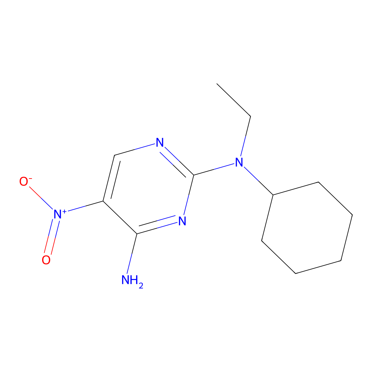 N2-cyclohexyl-N2-ethyl-5-nitropyrimidine-2,4-diamine molecular structure, CAS 1286699-10-2