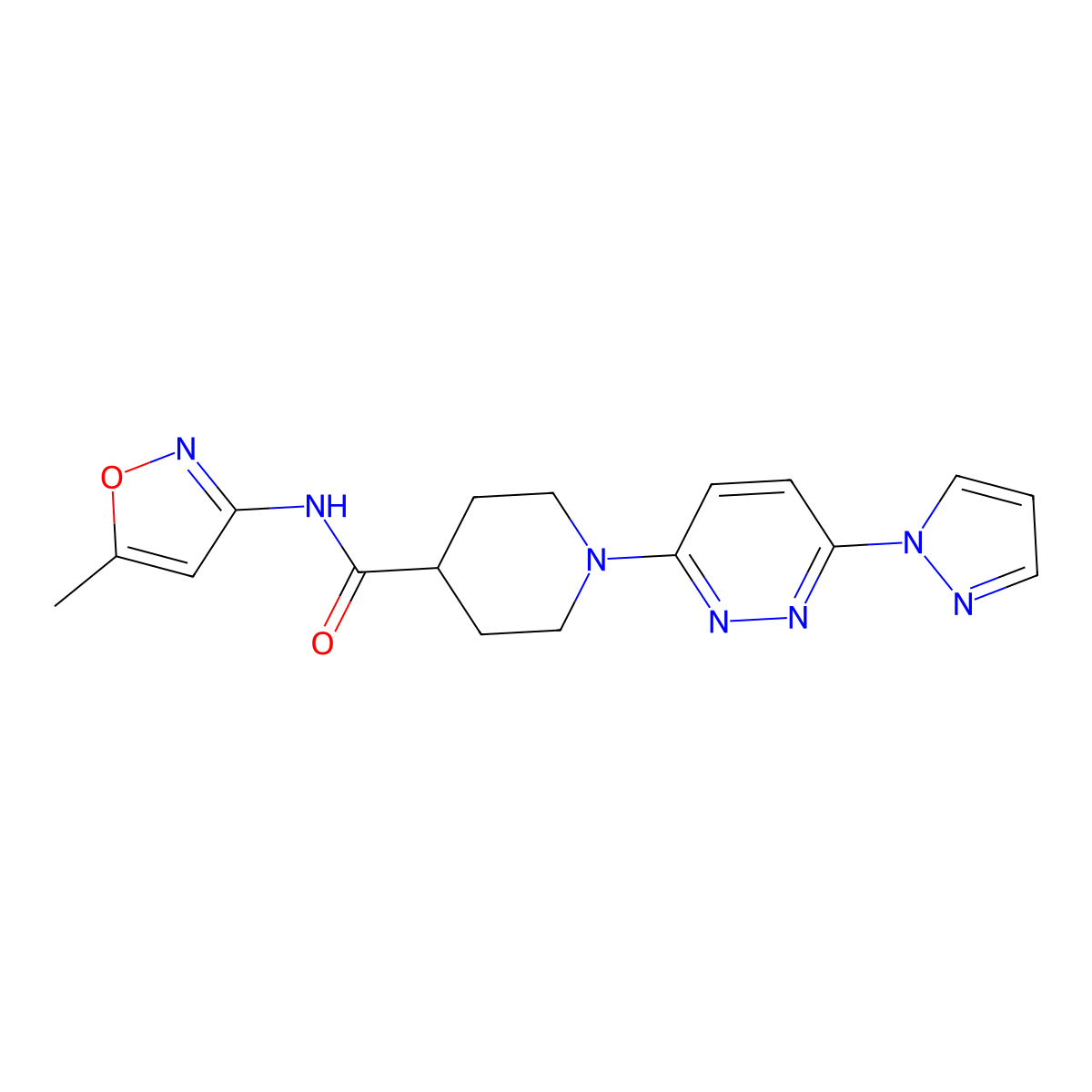 1-(6-(1H-pyrazol-1-yl)pyridazin-3-yl)-N-(5-methylisoxazol-3-yl)piperidine-4-carboxamide molecular structure, CAS 1286699-14-6