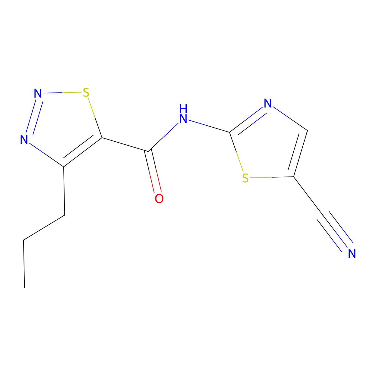N-(5-cyanothiazol-2-yl)-4-propyl-1,2,3-thiadiazole-5-carboxamide molecular structure, CAS 1286699-19-1