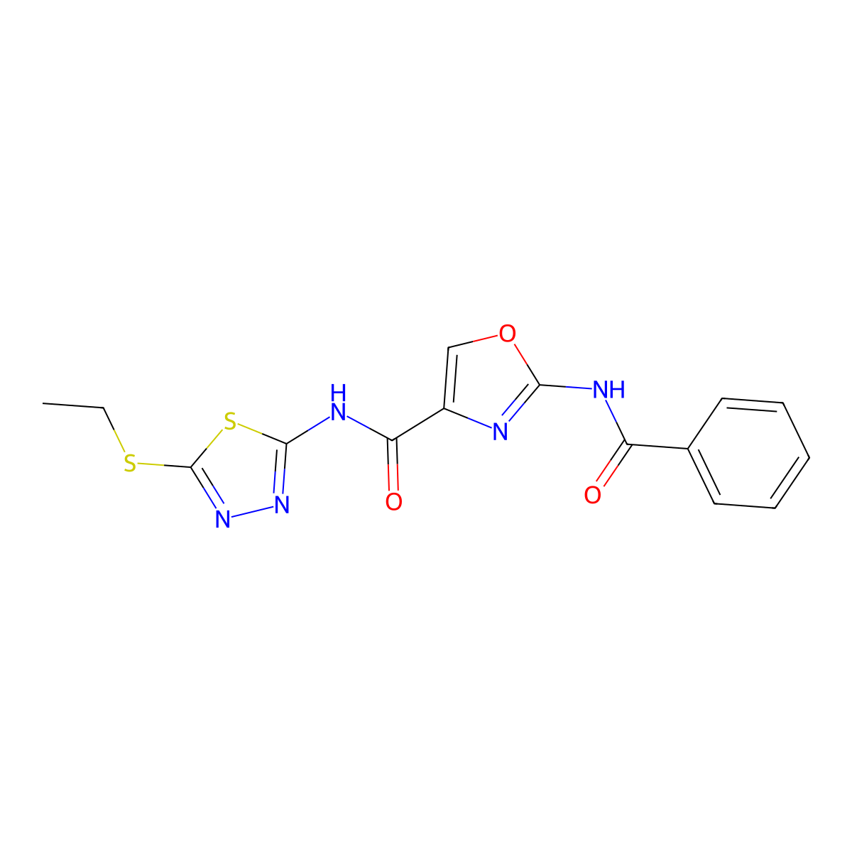2-benzamido-N-(5-(ethylthio)-1,3,4-thiadiazol-2-yl)oxazole-4-carboxamide molecular structure, CAS 1286699-20-4