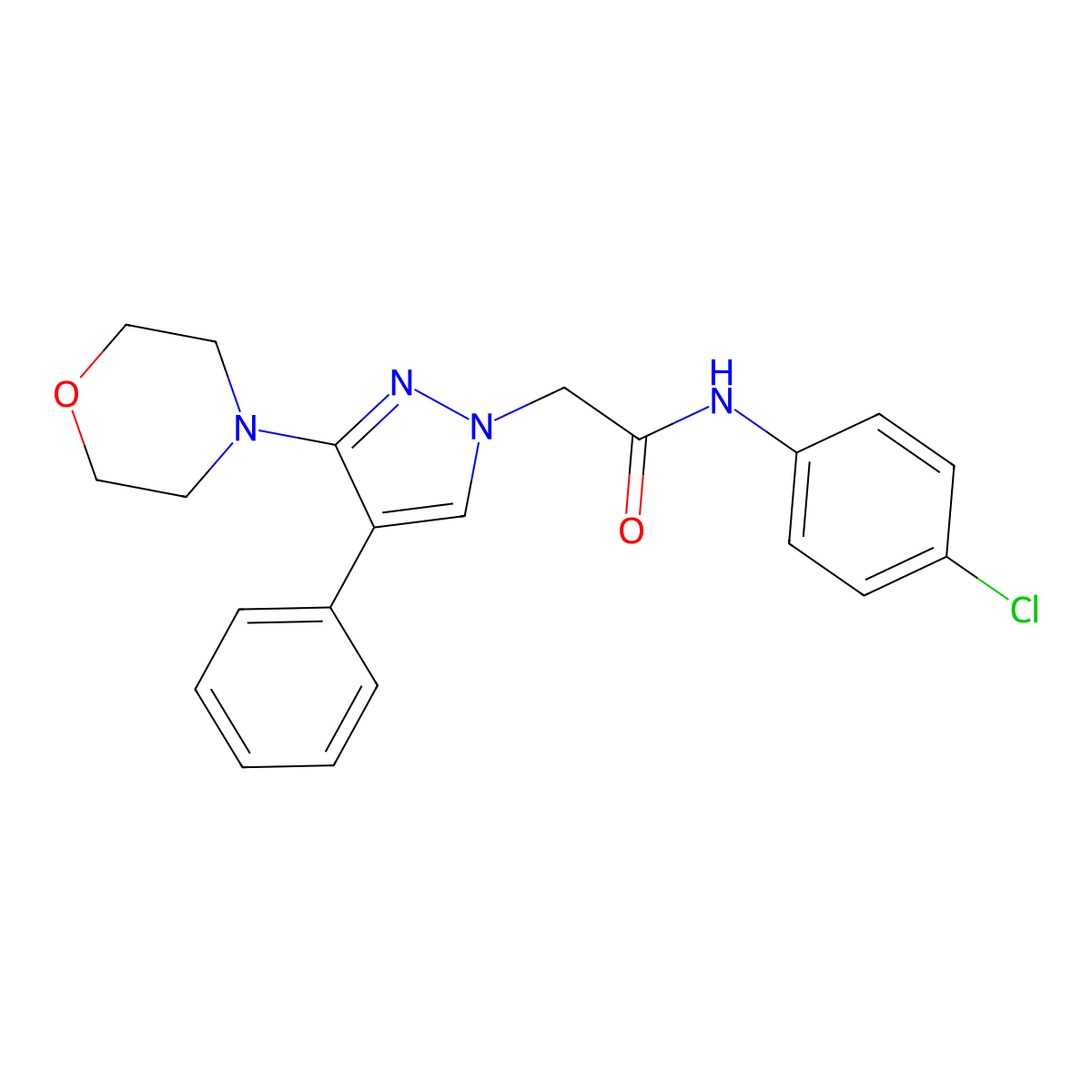 N-(4-chlorophenyl)-2-(3-morpholino-4-phenyl-1H-pyrazol-1-yl)acetamide molecular structure, CAS 1286699-21-5