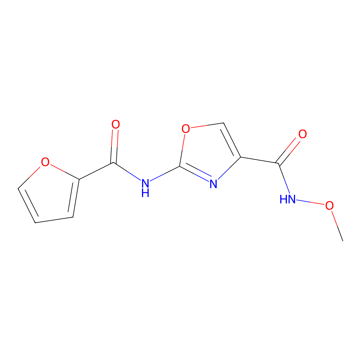 2-(furan-2-amido)-N-methoxy-1,3-oxazole-4-carboxamide molecular structure, CAS 1286699-25-9