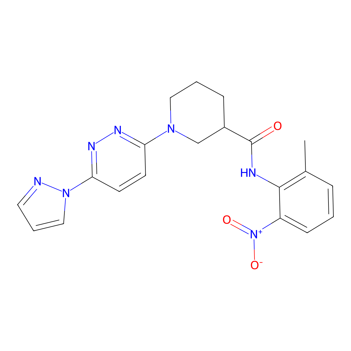 1-(6-(1H-pyrazol-1-yl)pyridazin-3-yl)-N-(2-methyl-6-nitrophenyl)piperidine-3-carboxamide molecular structure, CAS 1286699-26-0