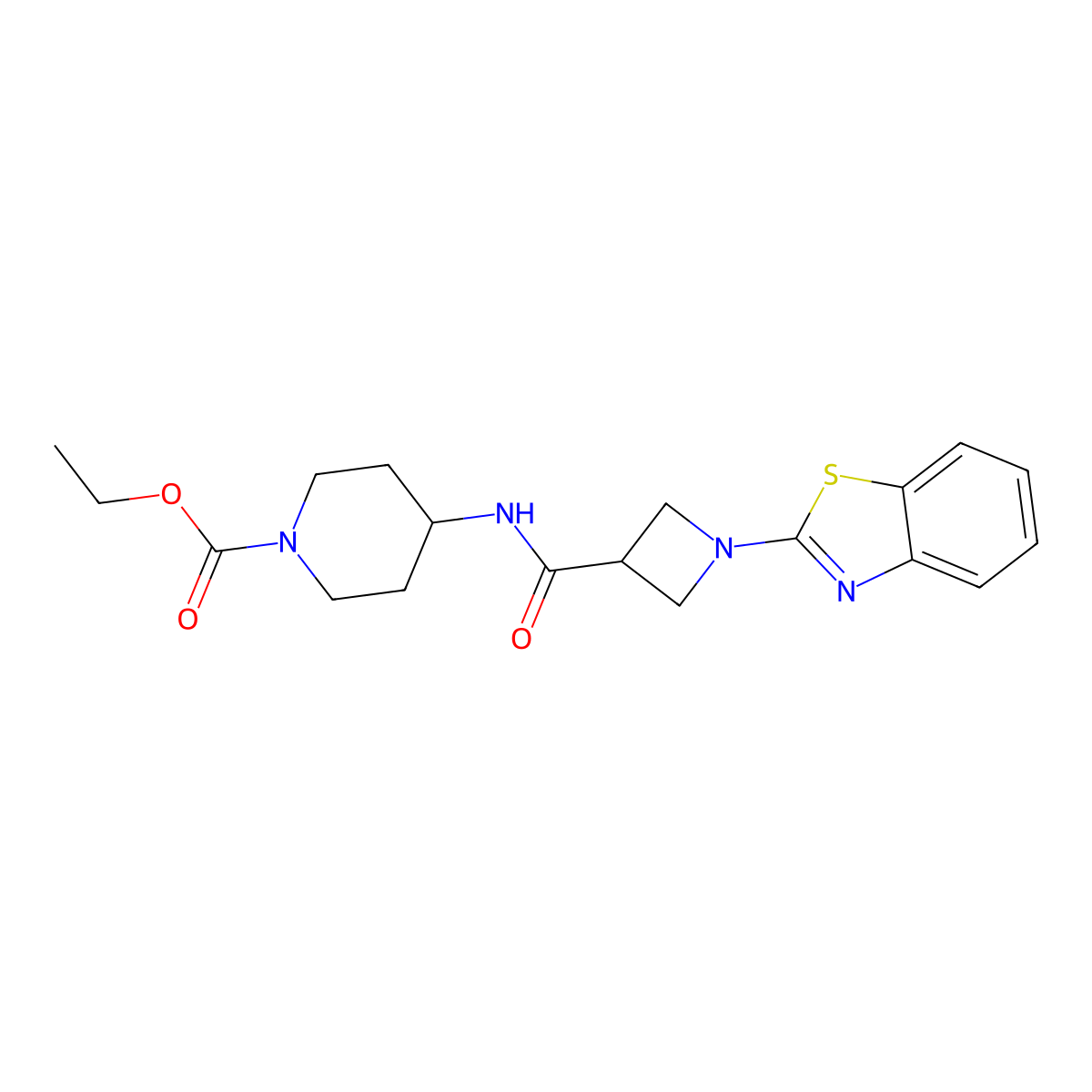 Ethyl 4-(1-(benzo[d]thiazol-2-yl)azetidine-3-carboxamido)piperidine-1-carboxylate molecular structure, CAS 1286699-31-7