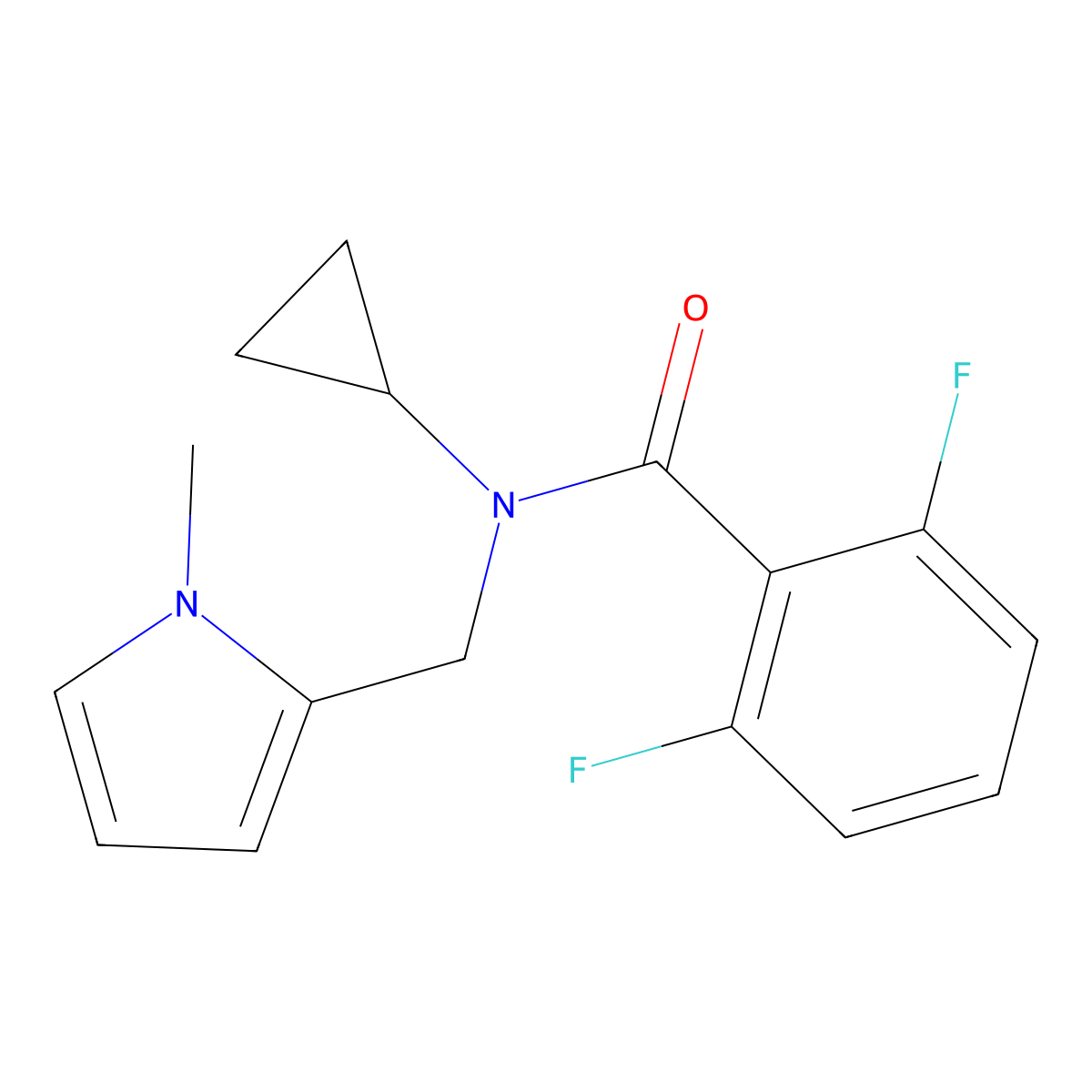 N-cyclopropyl-2,6-difluoro-N-((1-methyl-1H-pyrrol-2-yl)methyl)benzamide molecular structure, CAS 1286699-35-1