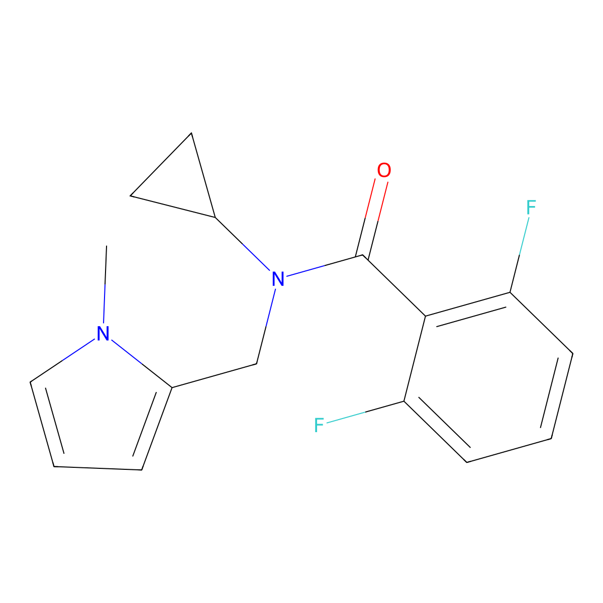 N-cyclopropyl-2,6-difluoro-N-((1-methyl-1H-pyrrol-2-yl)methyl)benzamide molecular structure, CAS 1286699-35-1