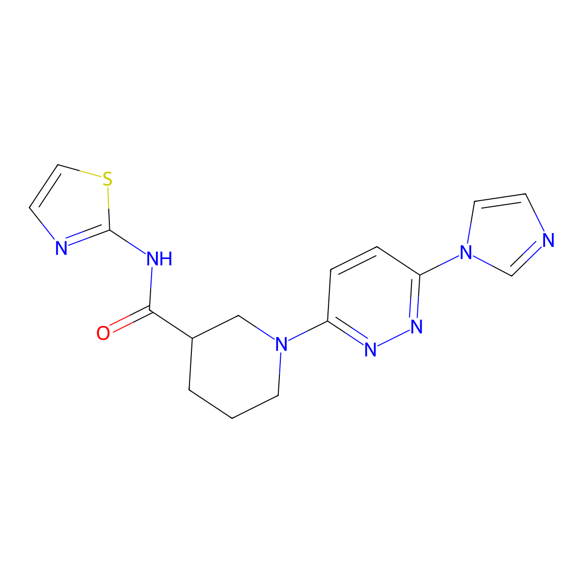1-(6-(1H-imidazol-1-yl)pyridazin-3-yl)-N-(thiazol-2-yl)piperidine-3-carboxamide molecular structure, CAS 1286699-38-4