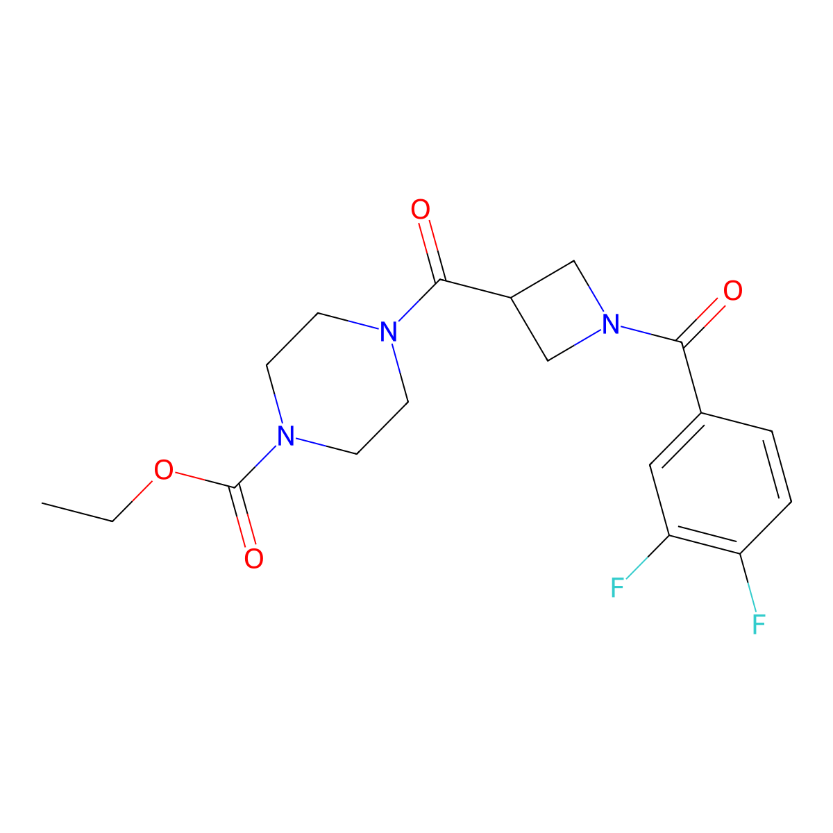 Ethyl 4-[1-(3,4-difluorobenzoyl)azetidine-3-carbonyl]piperazine-1-carboxylate molecular structure, CAS 1286699-39-5