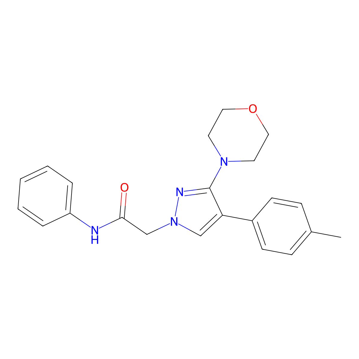 2-(3-morpholino-4-(p-tolyl)-1H-pyrazol-1-yl)-N-phenylacetamide molecular structure, CAS 1286699-40-8