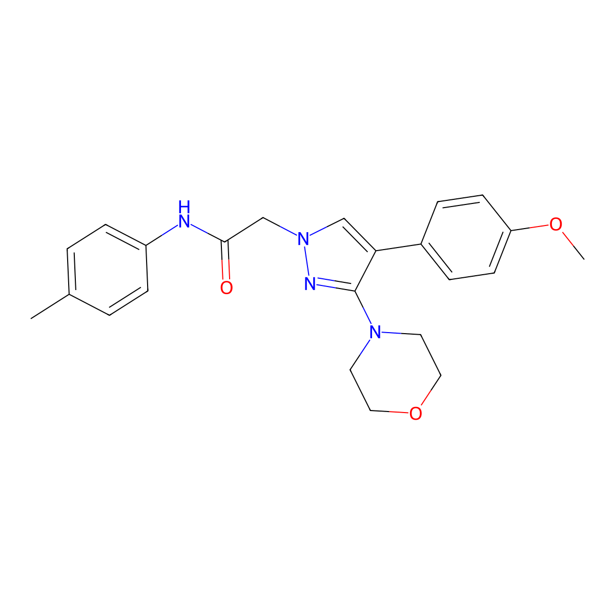 2-(4-(4-methoxyphenyl)-3-morpholino-1H-pyrazol-1-yl)-N-(p-tolyl)acetamide molecular structure, CAS 1286699-46-4