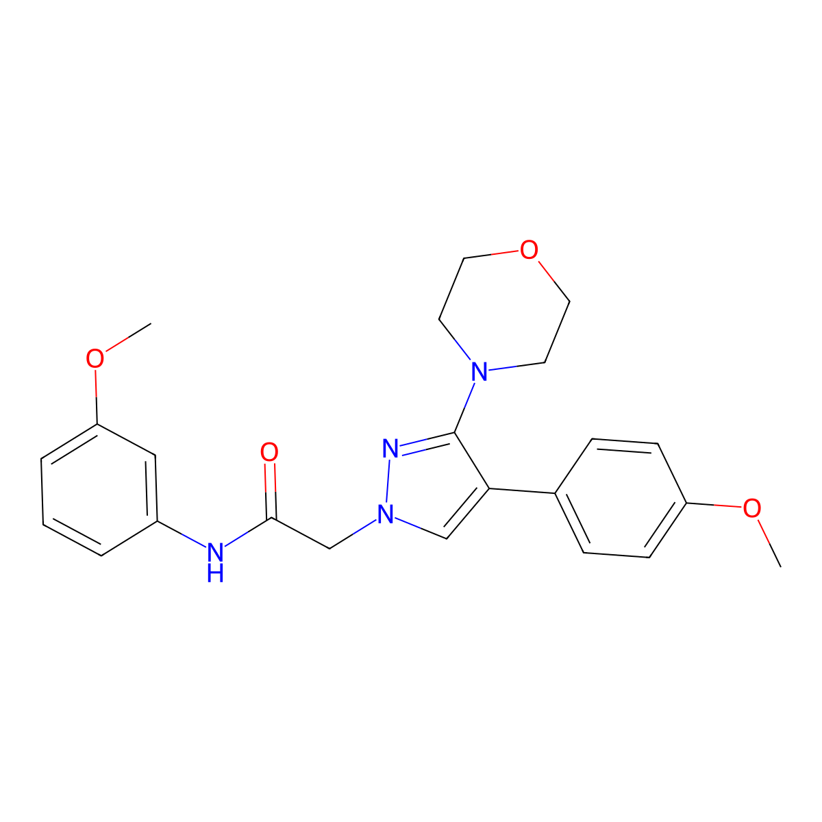 N-(3-methoxyphenyl)-2-(4-(4-methoxyphenyl)-3-morpholino-1H-pyrazol-1-yl)acetamide molecular structure, CAS 1286699-50-0