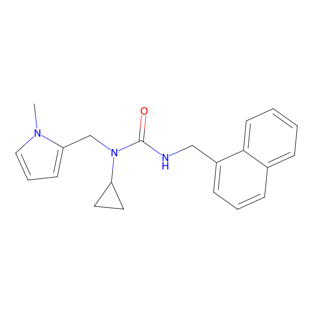 3-cyclopropyl-3-[(1-methyl-1H-pyrrol-2-yl)methyl]-1-[(naphthalen-1-yl)methyl]urea molecular structure, CAS 1286699-52-2