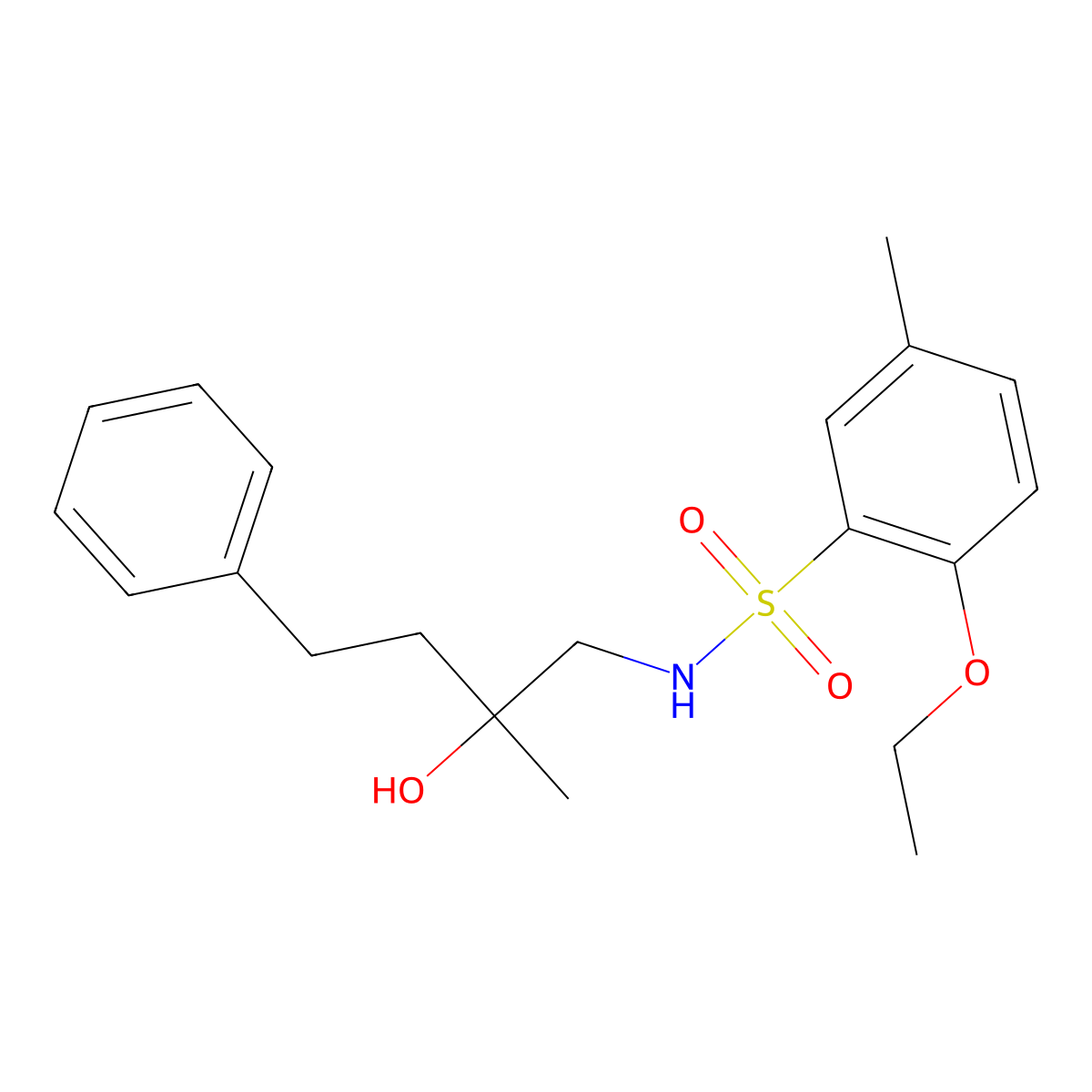 2-ethoxy-N-(2-hydroxy-2-methyl-4-phenylbutyl)-5-methylbenzenesulfonamide molecular structure, CAS 1286699-58-8