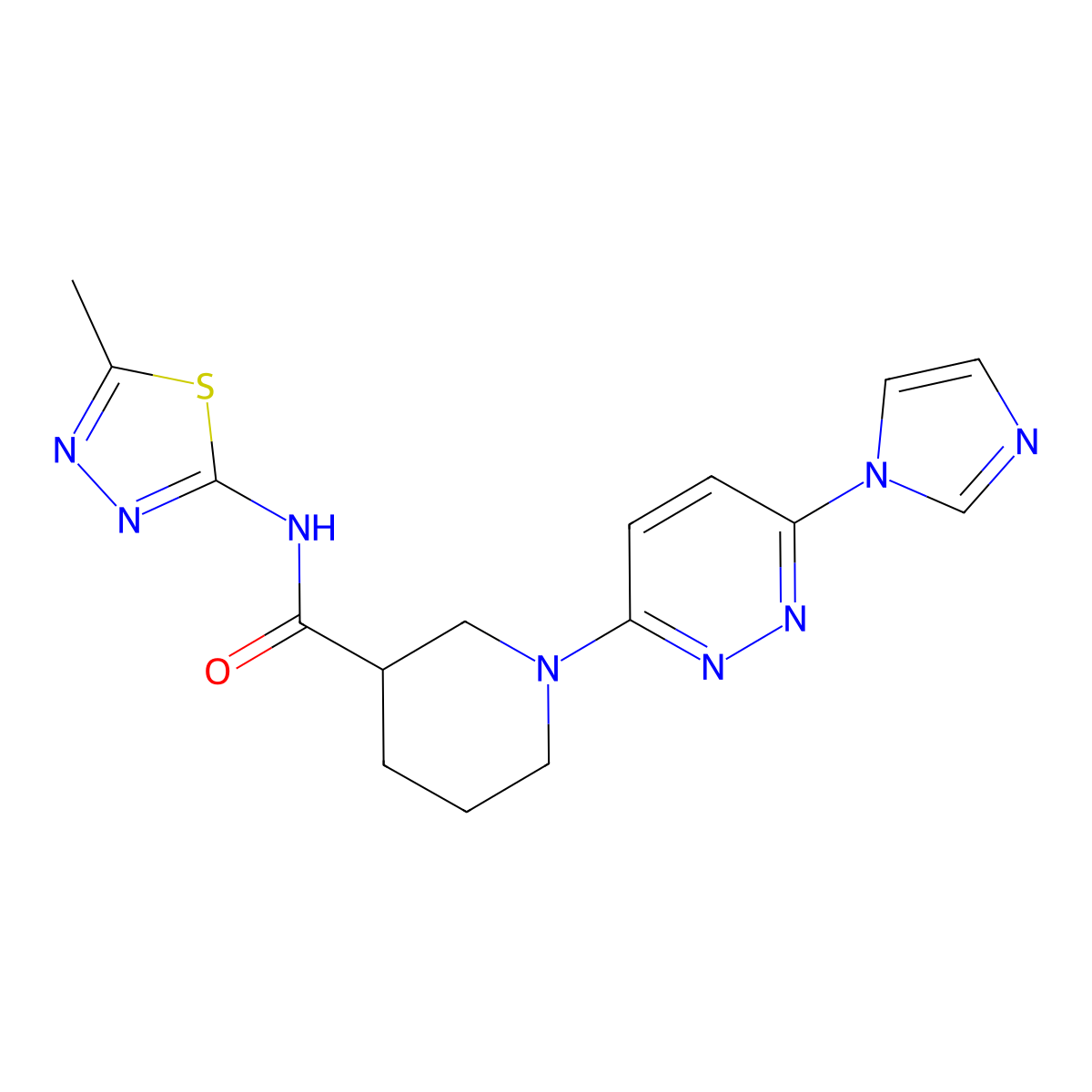 1-[6-(1H-imidazol-1-yl)pyridazin-3-yl]-N-(5-methyl-1,3,4-thiadiazol-2-yl)piperidine-3-carboxamide molecular structure, CAS 1286699-59-9