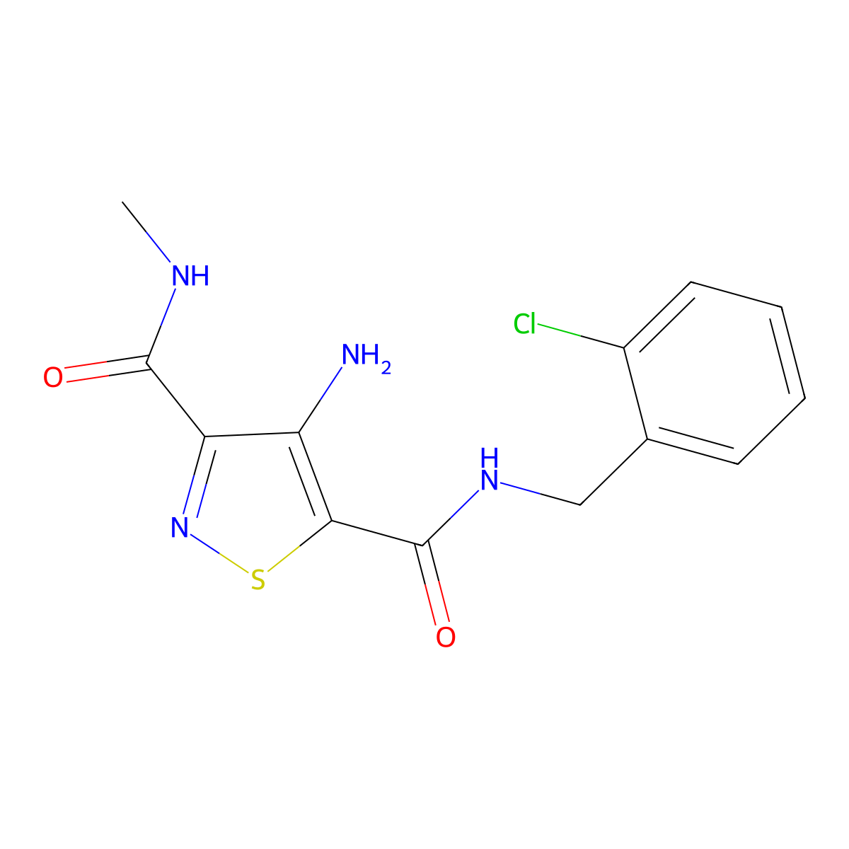 4-amino-N5-(2-chlorobenzyl)-N3-methylisothiazole-3,5-dicarboxamide molecular structure, CAS 1286699-63-5