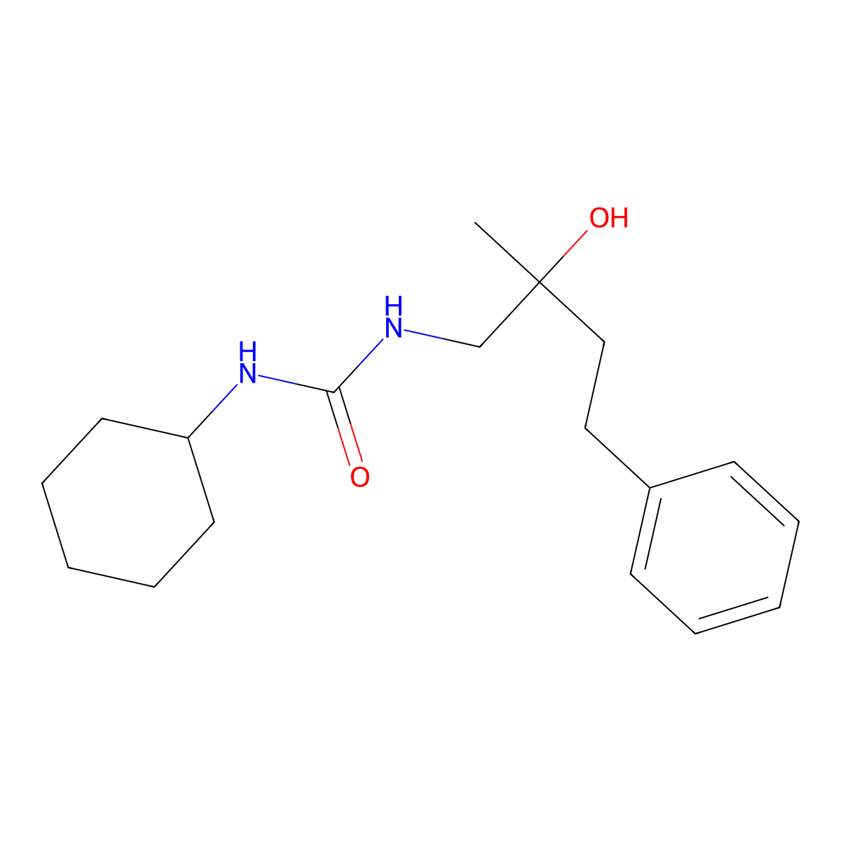 1-Cyclohexyl-3-(2-hydroxy-2-methyl-4-phenylbutyl)urea molecular structure, CAS 1286699-65-7