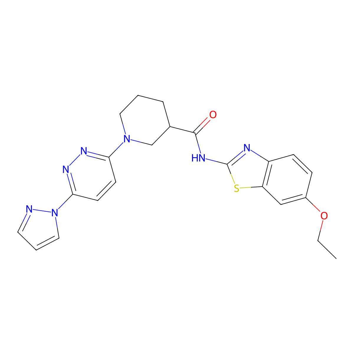 1-(6-(1H-pyrazol-1-yl)pyridazin-3-yl)-N-(6-ethoxybenzo[d]thiazol-2-yl)piperidine-3-carboxamide molecular structure, CAS 1286699-69-1