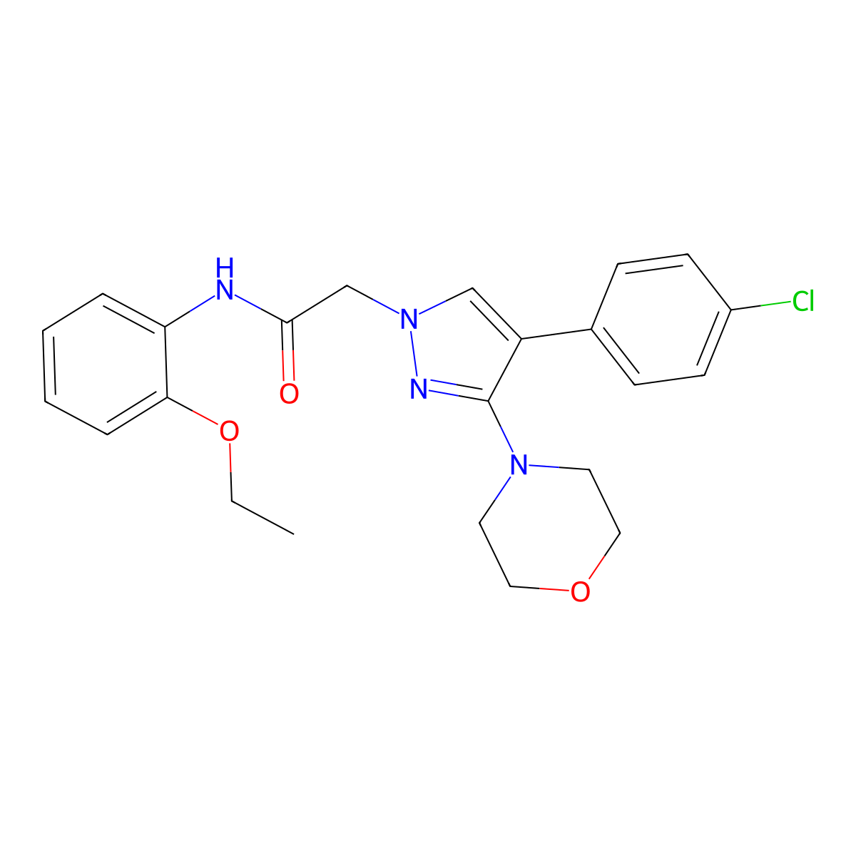 2-(4-(4-chlorophenyl)-3-morpholino-1H-pyrazol-1-yl)-N-(2-ethoxyphenyl)acetamide molecular structure, CAS 1286699-75-9