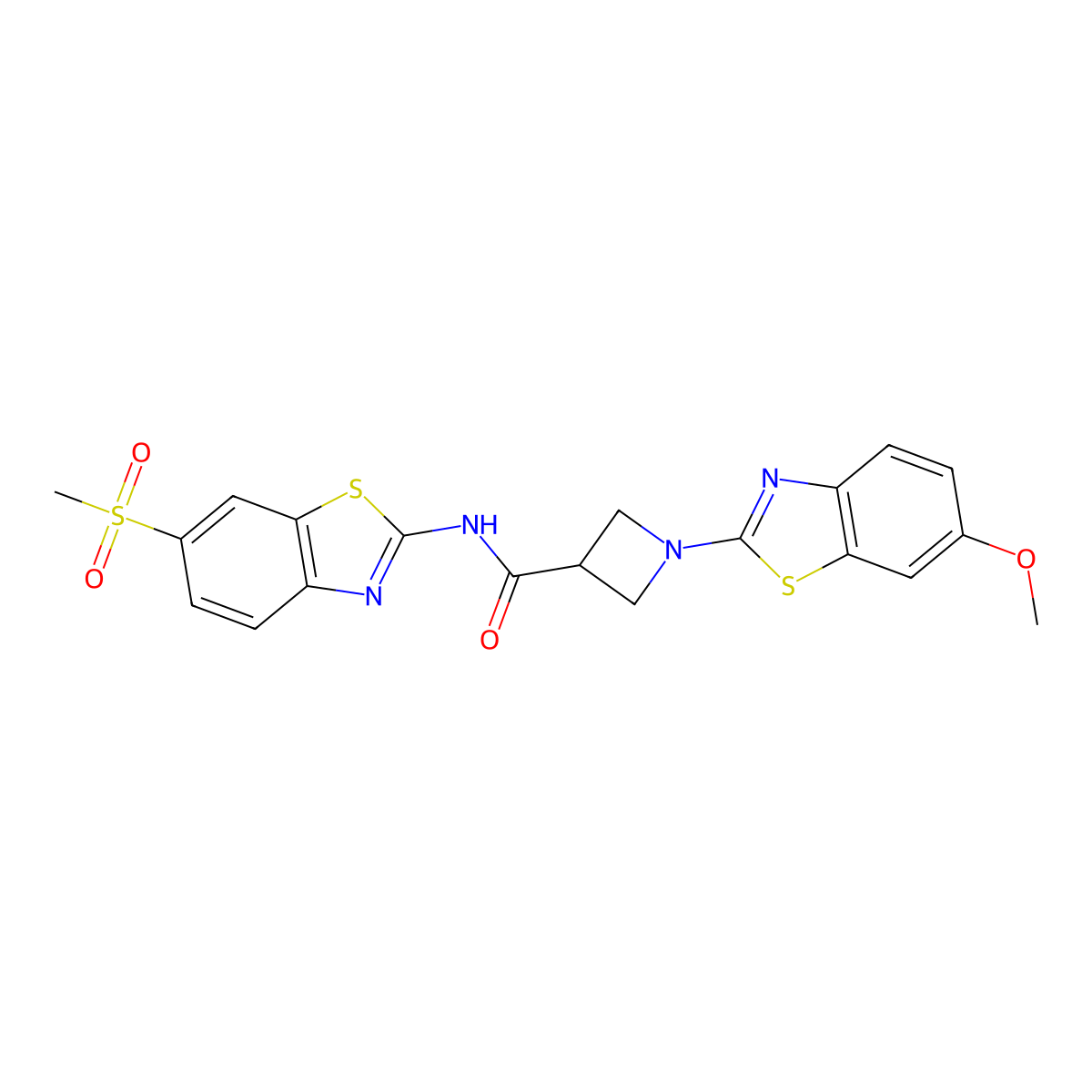 1-(6-methoxybenzo[d]thiazol-2-yl)-N-(6-(methylsulfonyl)benzo[d]thiazol-2-yl)azetidine-3-carboxamide molecular structure, CAS 1286699-85-1